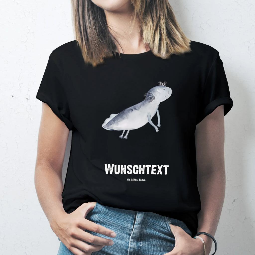 Personalisiertes T-Shirt Axolotl schwimmt Wunschtext, Bedrucken, T-Shirt Personalisiert, T-Shirt mit Namen, T-Shirt mit Aufruck, Molch, Axolotl, Lurch, Problem, Schwanzlurch, Motivation, Lurche, Axolot, Probleme, Lösungen
