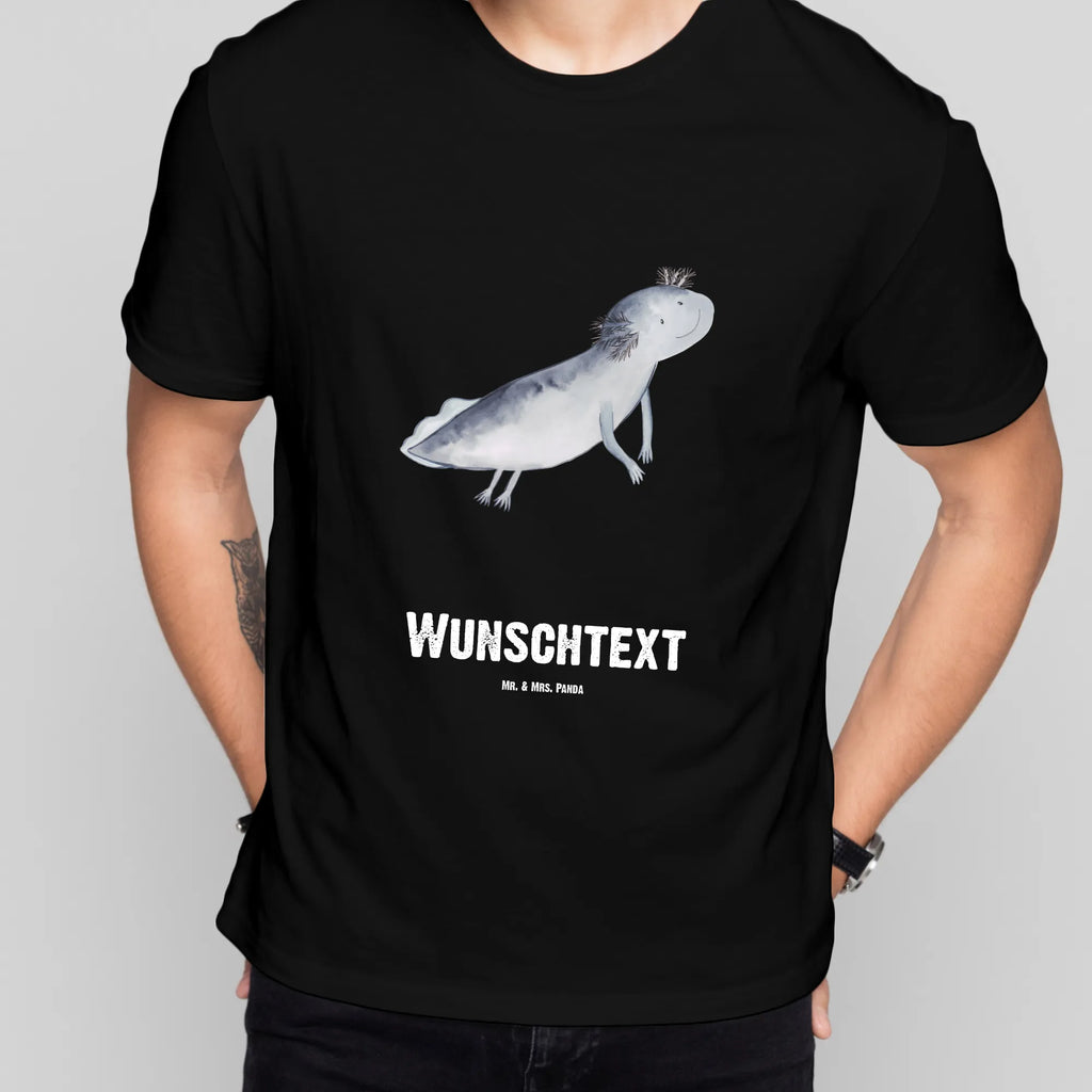 Personalisiertes T-Shirt Axolotl schwimmt Wunschtext, Bedrucken, T-Shirt Personalisiert, T-Shirt mit Namen, T-Shirt mit Aufruck, Molch, Axolotl, Lurch, Problem, Schwanzlurch, Motivation, Lurche, Axolot, Probleme, Lösungen