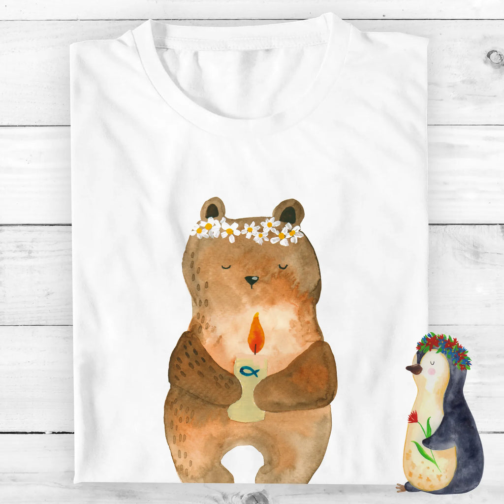Rozmiar L Personalizowana koszulka Niedźwiedź Komunia T-Shirt Personalisiert, T-Shirt mit Namen, Frauen, Wunschtext, Männer, T-Shirt mit Aufruck, Bedrucken, Teddybär, Teddy, Bär, Taufkerze, Gottes Segen, katholisch, Kommunion