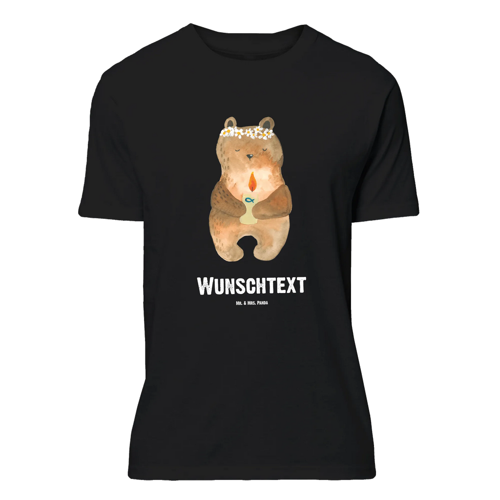 Rozmiar L Personalizowana koszulka Niedźwiedź Komunia T-Shirt Personalisiert, T-Shirt mit Namen, Frauen, Wunschtext, Männer, T-Shirt mit Aufruck, Bedrucken, Teddybär, Teddy, Bär, Taufkerze, Gottes Segen, katholisch, Kommunion