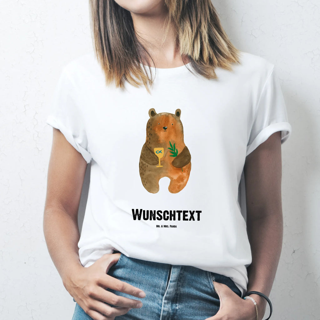 Personalisiertes T-Shirt Konfirmation-Bär T-Shirt mit Aufruck, Wunschtext, Bedrucken, T-Shirt Personalisiert, T-Shirt mit Namen, Teddybär, Teddy, Bär, Evangelisch, Kirche, Konfirmation, Gottesdienst
