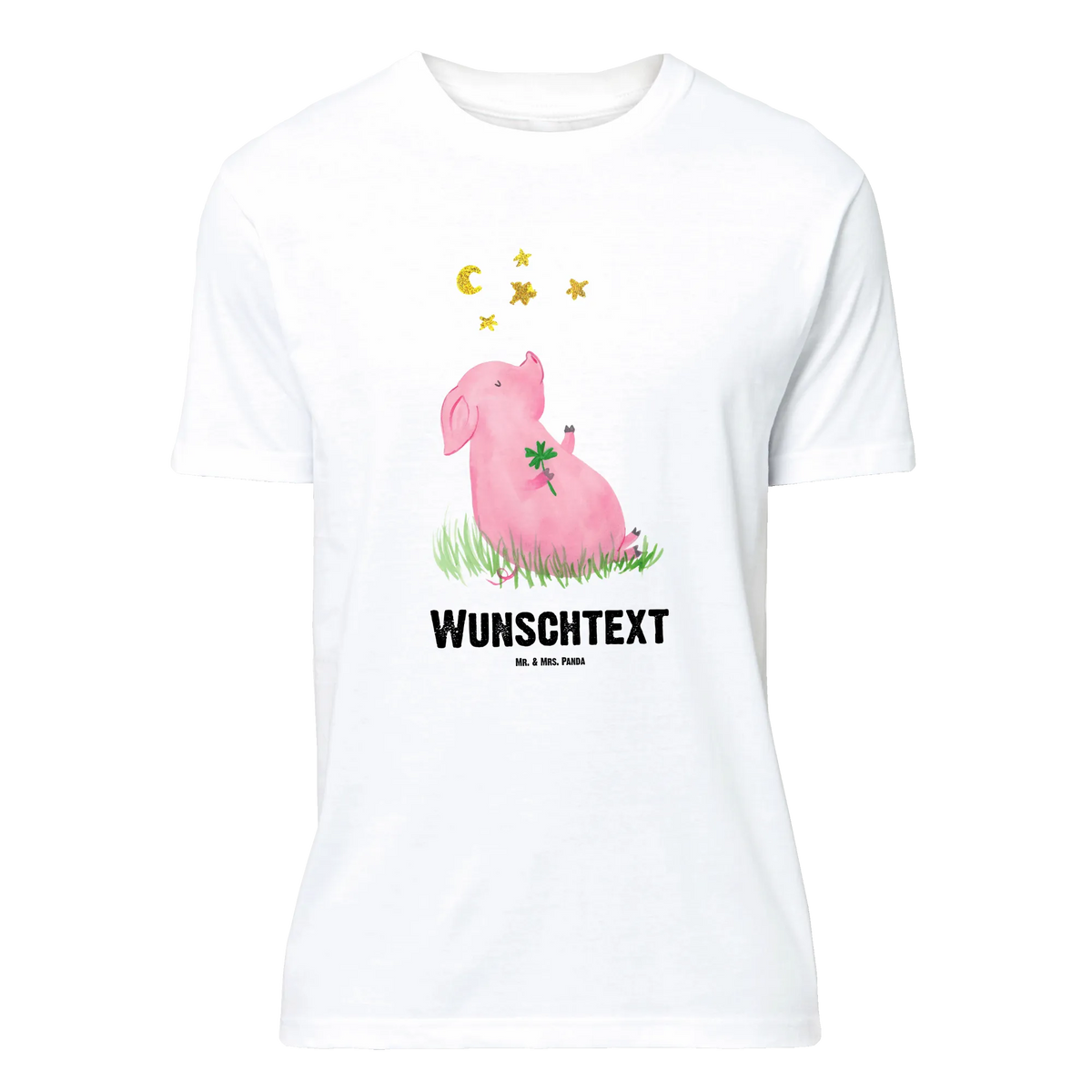 Personalised T-Shirt Pig Luck good mood, funny sayings, hand drawn, cute animal motives, cute, small animals, gift ideas, gifts, card, animal lover, special gifts, lucky charm, stars, Lucky bastard. Luck, goals, asterisks, piglet