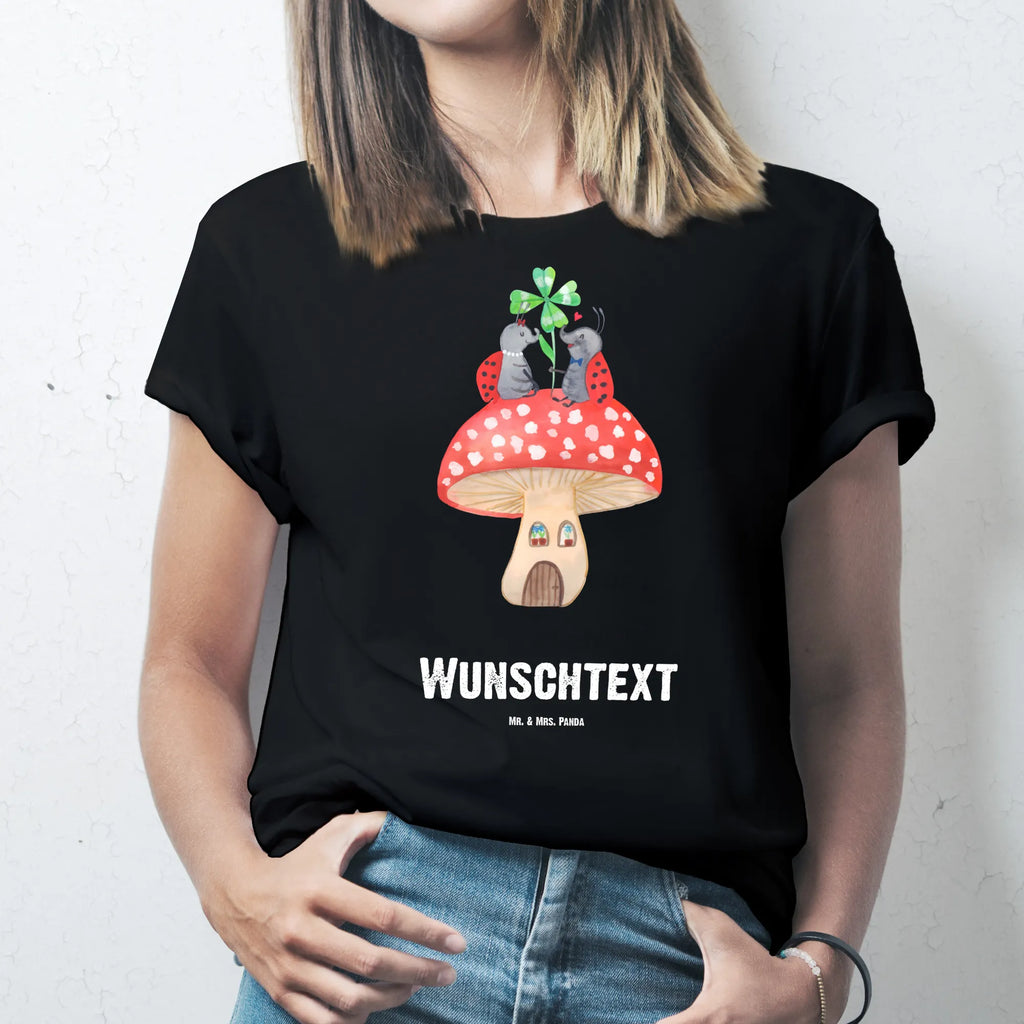 Rozmiar L Personalizowana koszulka biedronka Muchomor T-Shirt mit Namen, Wunschtext, Bedrucken, T-Shirt mit Aufruck, T-Shirt Personalisiert, Lustige Sprüche, Gute Laune, Tiere, Tiermotive, Marienkäfer, Wohnung, Haus, Zuhause, Fliegenpilz, Fleigenpilzhaus