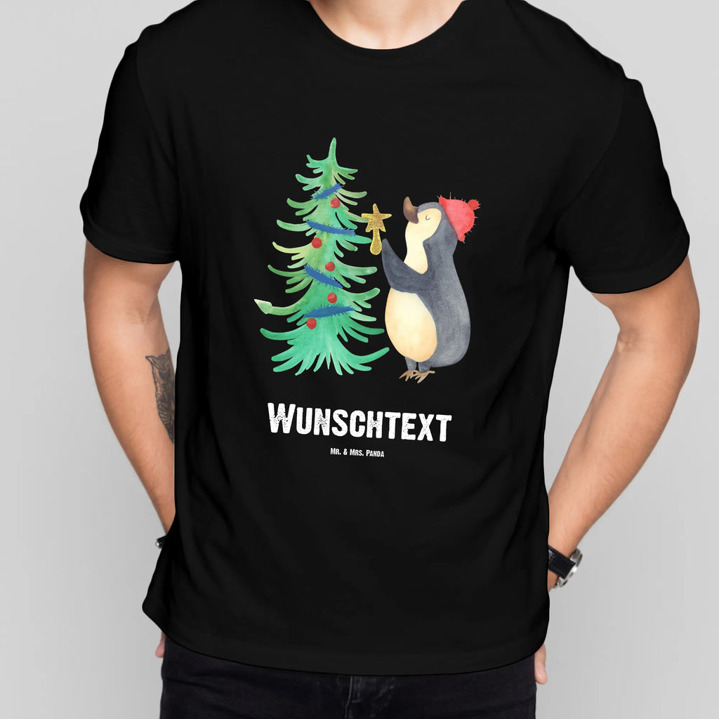 Personalisiertes T-Shirt Pinguin Weihnachtsbaum Bedrucken, T-Shirt mit Aufruck, T-Shirt Personalisiert, Wunschtext, T-Shirt mit Namen, Nikolaus, Weihnachtsdeko, Winter, Heiligabend, Advent, Wintermotiv, Weihnachten, Pinguin