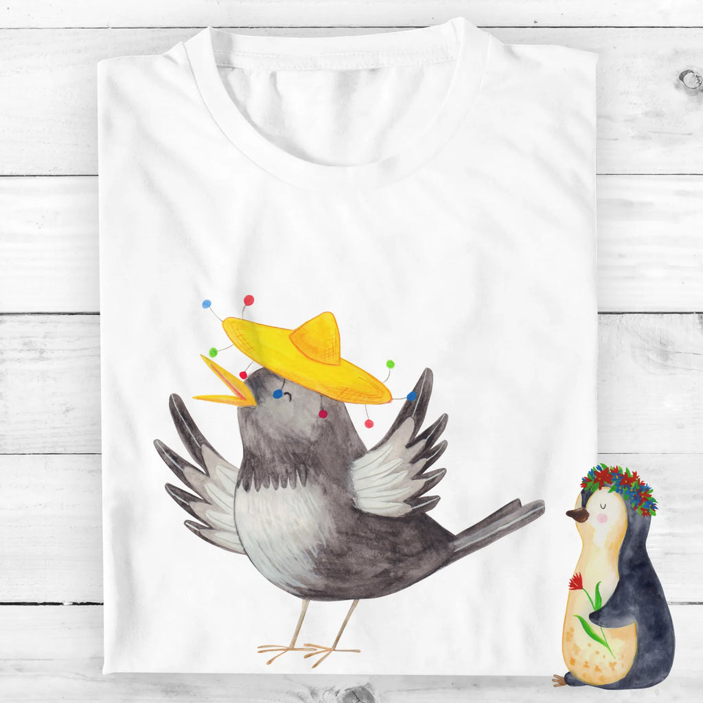 Rozmiar L Personalizowana koszulka kruk Sombrero Bedrucken, Wunschtext, T-Shirt mit Aufruck, T-Shirt Personalisiert, T-Shirt mit Namen, Lustige Sprüche, Gute Laune, Tiere, Tiermotive, glücklich sein, Motivation, Vogel, Fröhlich sein, Froh, Spruch Positiv, Elster, Rabe, Glück Spruch, Vögel