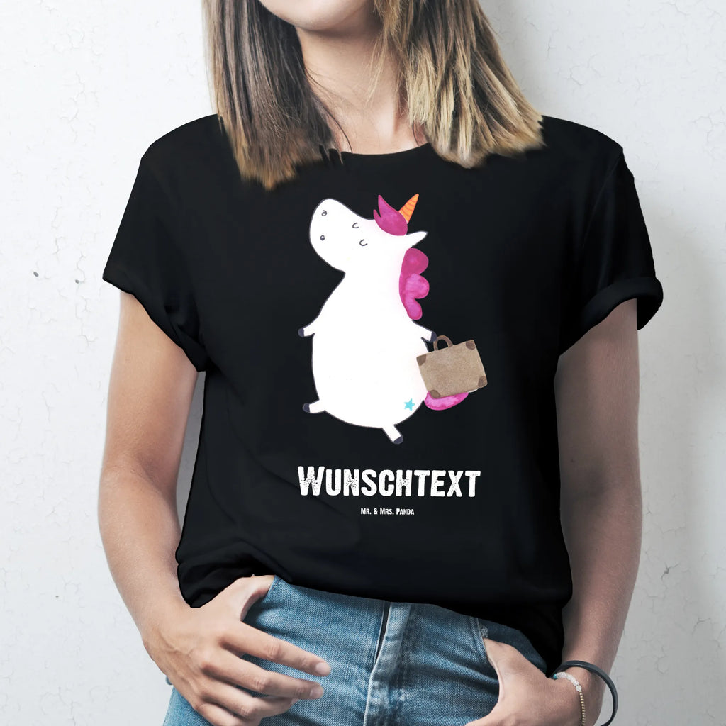 Rozmiar L Personalizowana koszulka Jednorożec walizka Bedrucken, T-Shirt mit Namen, T-Shirt Personalisiert, Wunschtext, T-Shirt mit Aufruck, Einhorn Deko, Unicorn, Einhorn, Einhörner, Erwachsen, Verreisen, Lustig, Kind, Abenteuer, Koffer, Witzig, Reise, Gepäck, Albern, Spaß