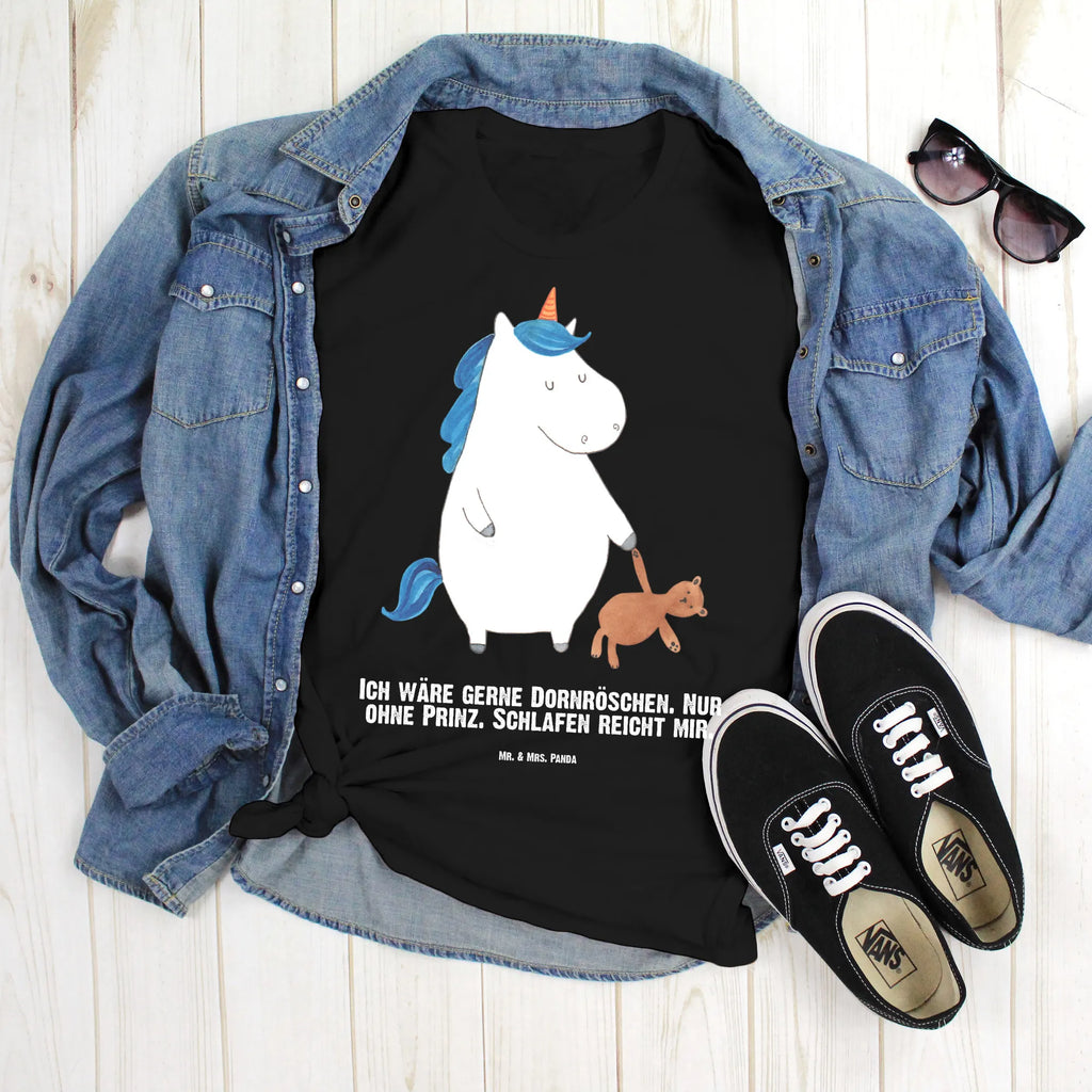 Rozmiar L Personalizowana koszulka Jednorożec Miś Wunschtext, Bedrucken, T-Shirt Personalisiert, T-Shirt mit Aufruck, T-Shirt mit Namen, Einhorn Deko, Unicorn, Einhorn, Einhörner, Freundin, Singleleben, Single, Bett, Gute Nacht, schlafen, Träumen
