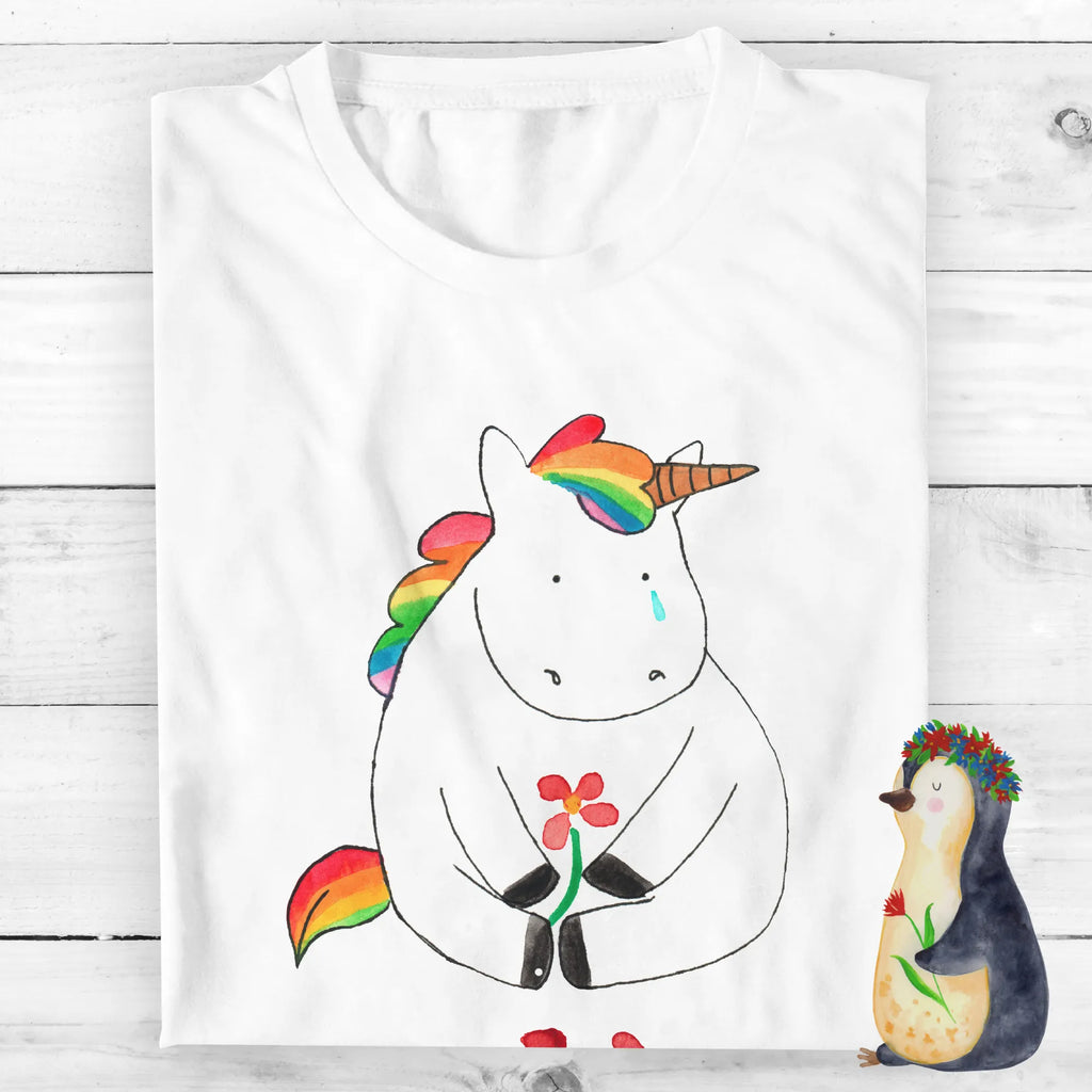 Personalised T-Shirt unicorn Sad Wunschtext, T-Shirt mit Namen, T-Shirt Personalisiert, Bedrucken, T-Shirt mit Aufruck, Einhorn Deko, Unicorn, Einhorn, Einhörner, Glitzer, Freunde, Liebe, Trauer, Blume, Trösten. Freundschaft, Grußkarte