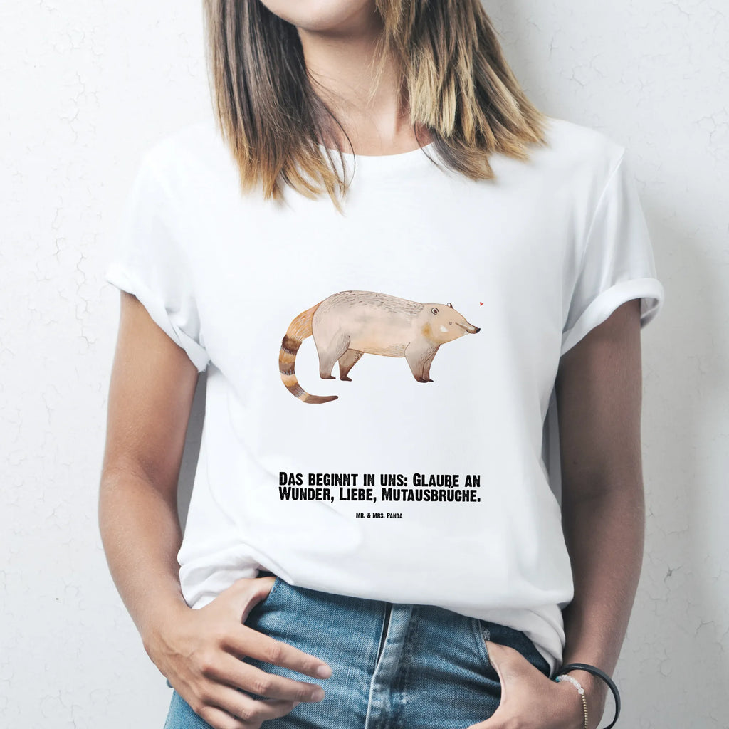 Rozmiar L Personalizowana koszulka Koati T-Shirt mit Aufruck, T-Shirt mit Namen, Bedrucken, T-Shirt Personalisiert, Wunschtext, Lustige Sprüche, Gute Laune, Tiere, Tiermotive, Rüsselbär, Nasenbären, Nasenbär, Bär
