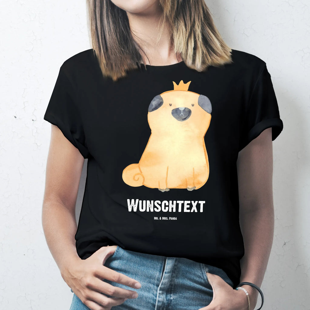 Rozmiar L Personalizowana koszulka mops korona Bedrucken, Wunschtext, Männer, T-Shirt mit Aufruck, Frauen, T-Shirt mit Namen, T-Shirt Personalisiert, Hund, Hundemotiv, Haustier, Hunderasse, Tierliebhaber, Hundebesitzer, Sprüche, lustig, Hundebesitzer. Spruch, kinderlos, allergisch, Hausregel, Mops
