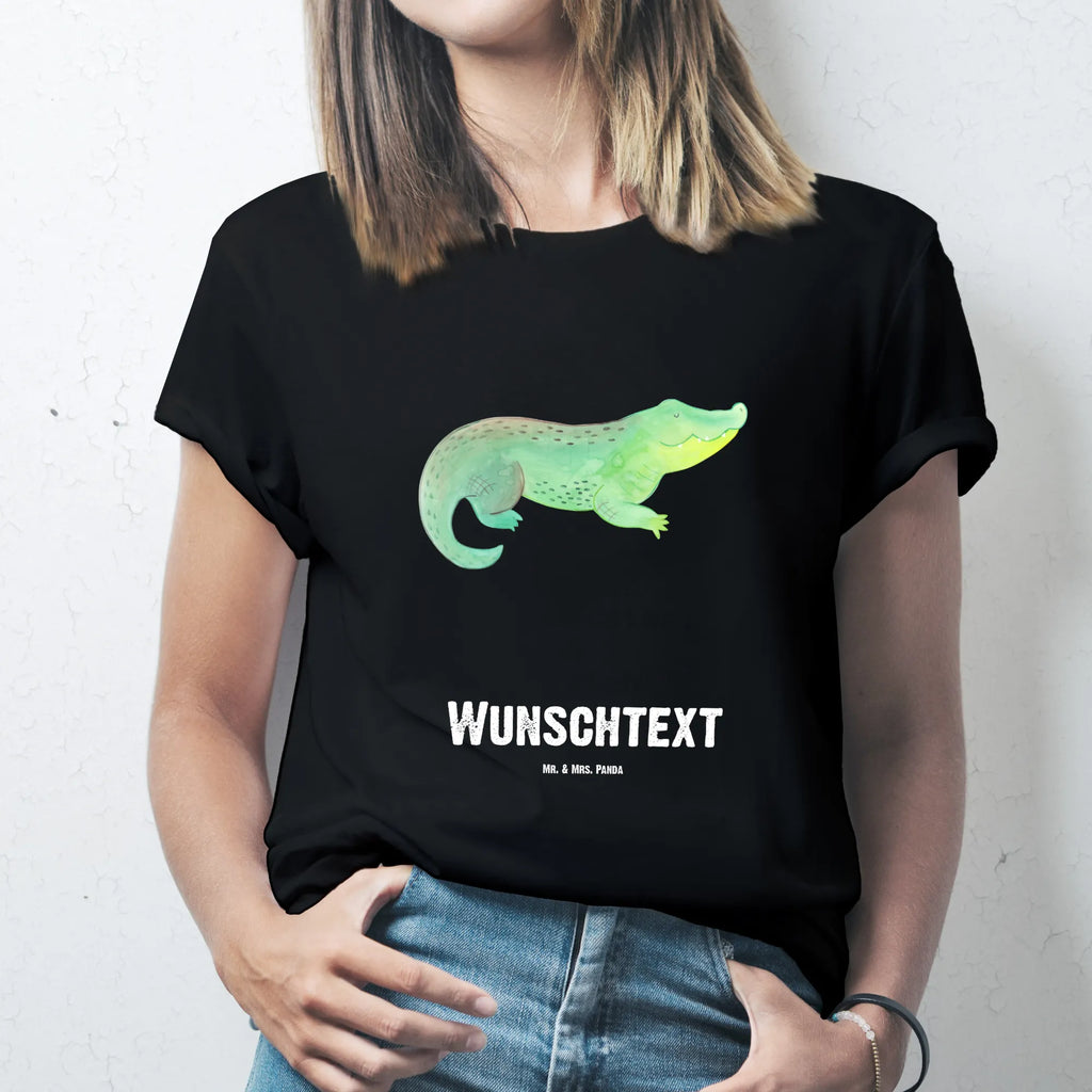 Rozmiar L Personalizowana koszulka Krokodyl Wunschtext, T-Shirt mit Namen, Bedrucken, T-Shirt Personalisiert, T-Shirt mit Aufruck, Meer, Urlaub, Meerestiere, Lieblingsmensch, Reiselust, Krokodile, Freundin, Abenteuerlust, Verrückt sein, Beste Freundin, Spontan sein, Krokodil