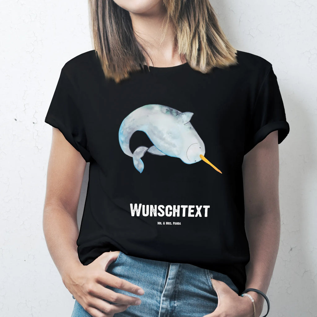 Rozmiar L Personalizowana koszulka Narwal T-Shirt mit Namen, Wunschtext, Bedrucken, T-Shirt mit Aufruck, T-Shirt Personalisiert, Meer, Urlaub, Meerestiere, Kinderzimmer, Aufräumen, Narwal, Junggesellin, Wal, Hausfrau, Putzen