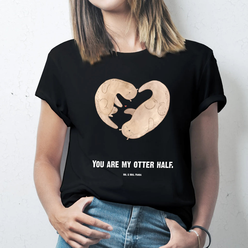 Personalisiertes T-Shirt Otter Herz T-Shirt mit Namen, T-Shirt mit Aufruck, Wunschtext, Bedrucken, Frauen, T-Shirt Personalisiert, Männer, Otter, Fischotter, Seeotter, gemeinsames Leben, Love you, Liebesbeweis, Liebe, Liebesgeschenk, Herz, Verlobung, Hochzeitstag, Jahrestag, Bessere Hälfte