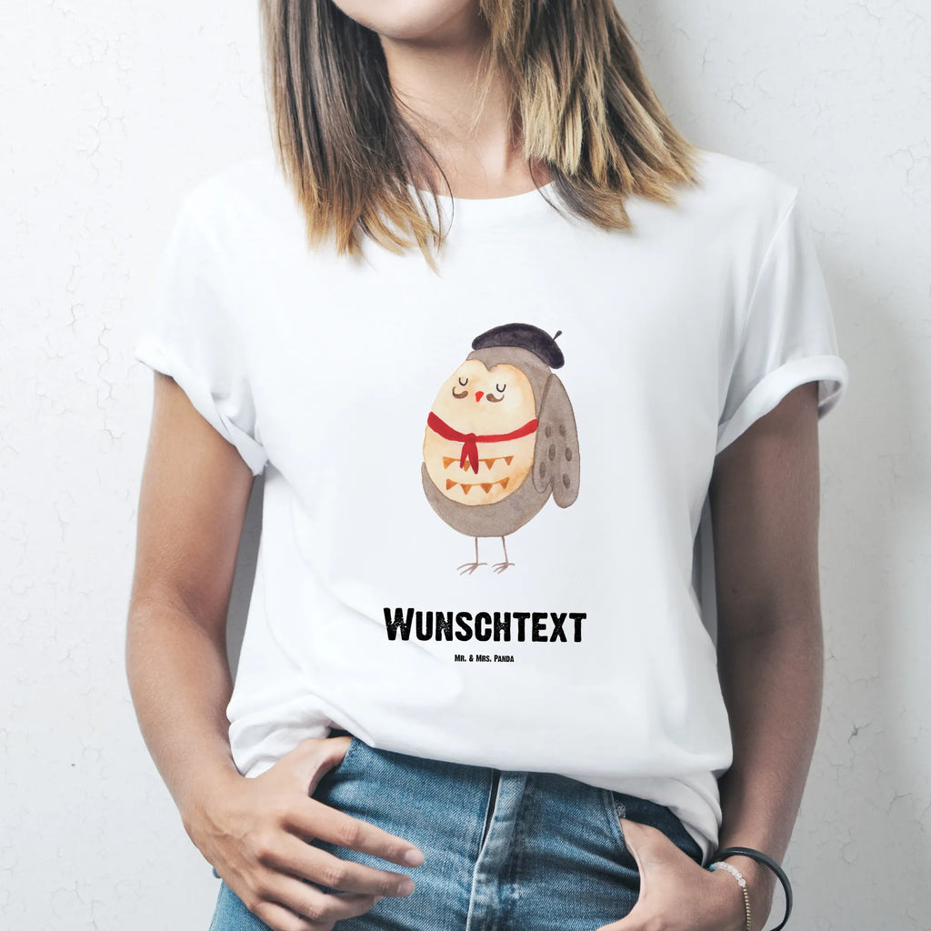 Personalised T-Shirt Owl France Wunschtext, Bedrucken, T-Shirt mit Namen, T-Shirt Personalisiert, T-Shirt mit Aufruck, Eule, Owl, Frankreich, Eule Deko, Spruch Französisch, La Vie Est Belle, Eulen, Spruch schön, Hibou, Das Leben Ist schön