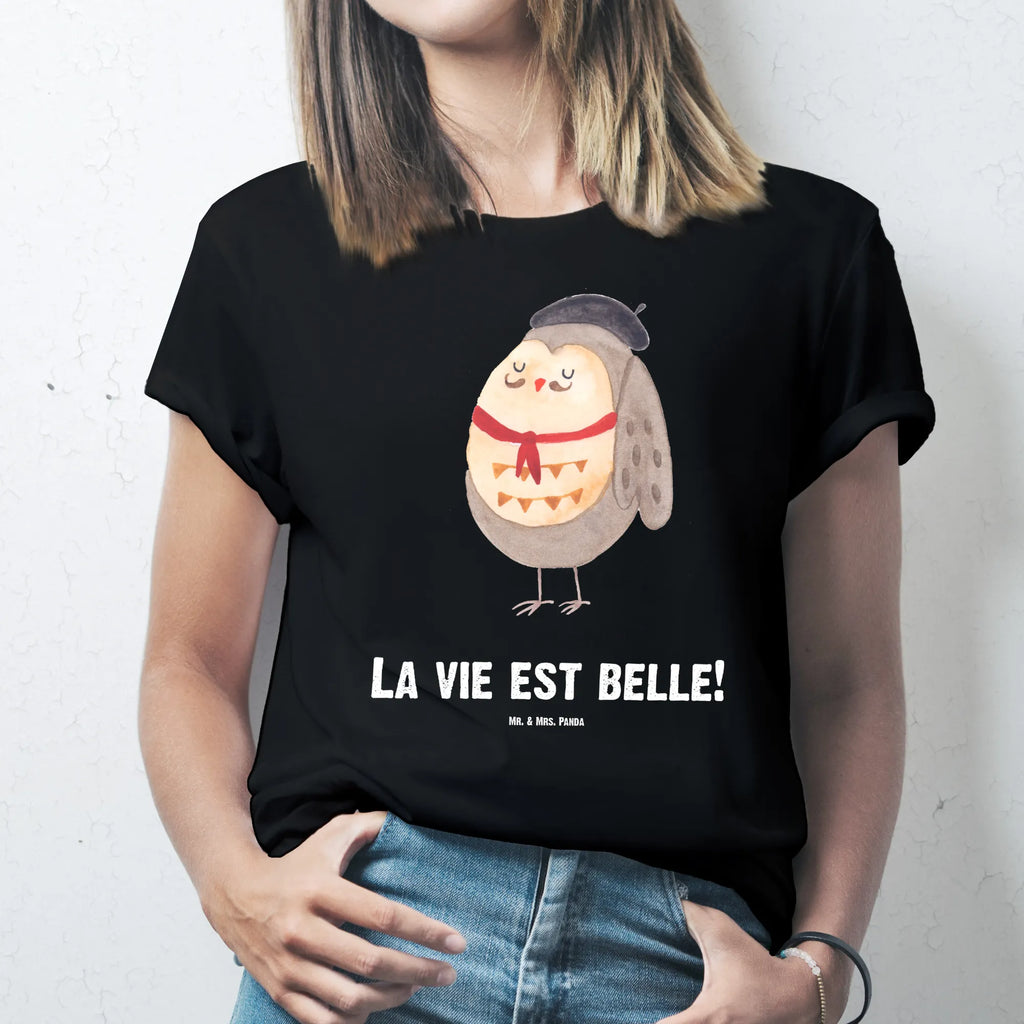 Personalised T-Shirt Owl France Wunschtext, Bedrucken, T-Shirt mit Namen, T-Shirt Personalisiert, T-Shirt mit Aufruck, Eule, Owl, Frankreich, Eule Deko, Spruch Französisch, La Vie Est Belle, Eulen, Spruch schön, Hibou, Das Leben Ist schön