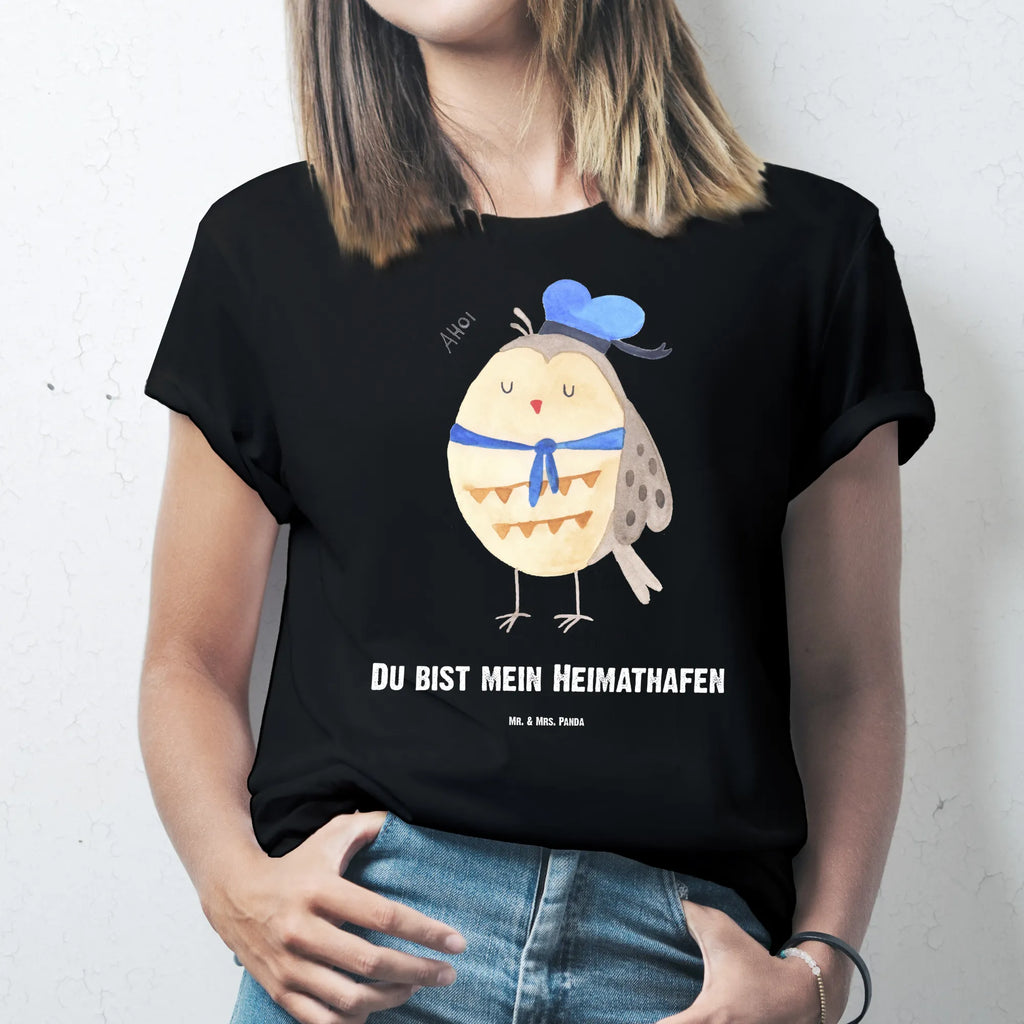 Personalised T-Shirt Owl sailor Wunschtext, T-Shirt mit Namen, Bedrucken, T-Shirt mit Aufruck, T-Shirt Personalisiert, Eule, Heimathafen, Owl, Eule Deko, Seefahrer, Hochzeitstag Geschenk, Eule Spruch, Ehe, Matrose, Freundin, Wortspiel Lustig