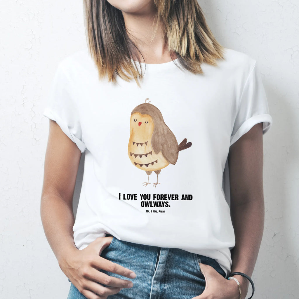 Rozmiar L Personalizowana koszulka sowa zadowolona Wunschtext, T-Shirt mit Aufruck, T-Shirt mit Namen, T-Shirt Personalisiert, Bedrucken, Eule, Romantisch, Geschenk Hochzeitstag, Wortspiel Lustig, Owl, Eule Spruch, Spruch schön, Eule Deko, Liebe Spruch