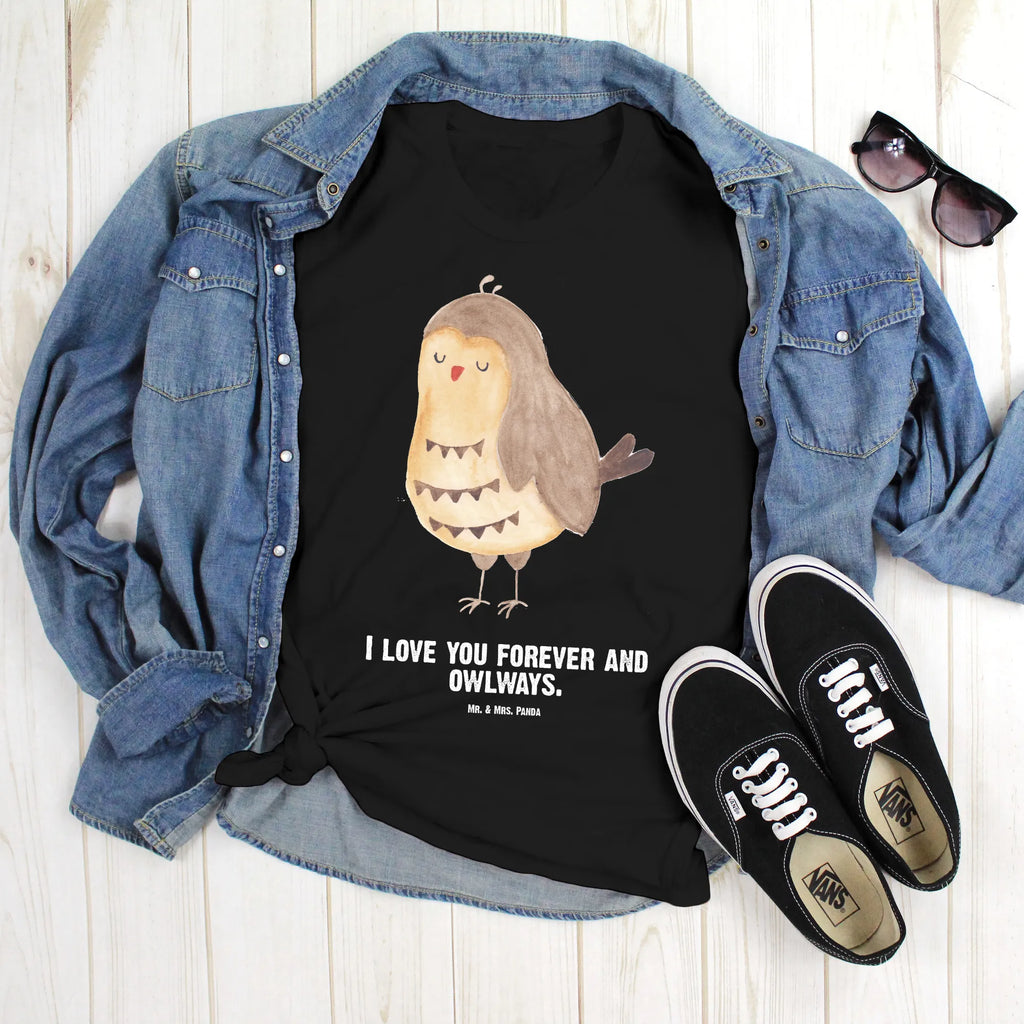 Rozmiar L Personalizowana koszulka sowa zadowolona Wunschtext, T-Shirt mit Aufruck, T-Shirt mit Namen, T-Shirt Personalisiert, Bedrucken, Eule, Romantisch, Geschenk Hochzeitstag, Wortspiel Lustig, Owl, Eule Spruch, Spruch schön, Eule Deko, Liebe Spruch