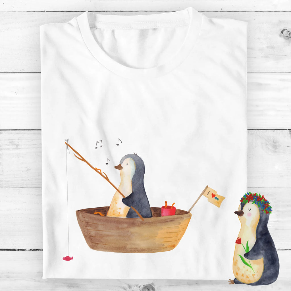 Personalised T-Shirt Penguin fishing boat T-Shirt mit Aufruck, T-Shirt mit Namen, T-Shirt Personalisiert, Bedrucken, Wunschtext, Pinguin, Angeln, Genießen, Pinguine, Angelboot, Boot, Lebenslust, Neuanfang, Motivation, Geschenkidee Liebeskummer, Trennung, Leben, Neustart, Scheidung