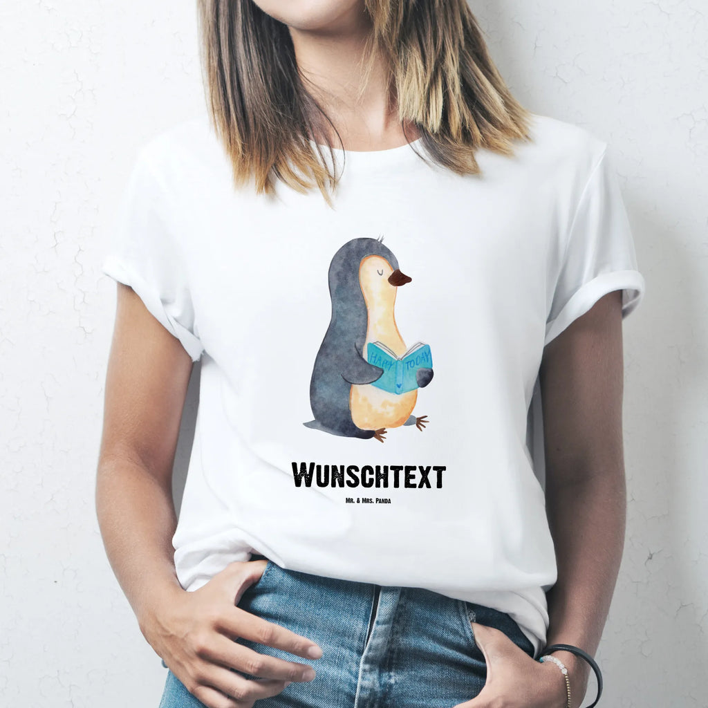 Personalised T-Shirt Penguin A book Bedrucken, Wunschtext, T-Shirt Personalisiert, T-Shirt mit Aufruck, T-Shirt mit Namen, Pinguin, Bücherwurm, Freizeit, Lesen, Buch, Faulenzen, Nichtstun, Urlaub, Pinguine, Ferien