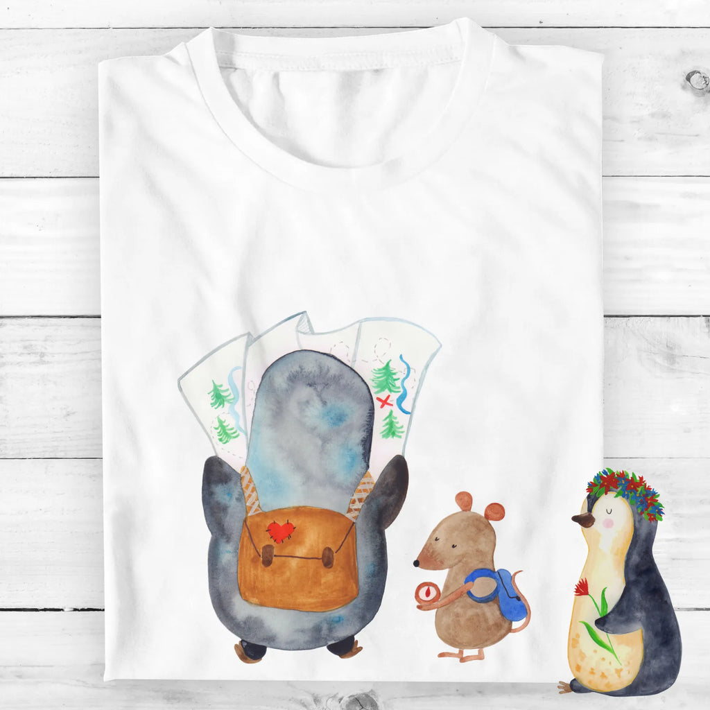 Personalisiertes T-Shirt Pinguin & Maus Wanderer T-Shirt mit Aufruck, T-Shirt mit Namen, Bedrucken, T-Shirt Personalisiert, Wunschtext, Pinguin, Abenteurer, Roadtrip, Pinguine, Ausflug, Abenteuer, Wandern, Wanderlust