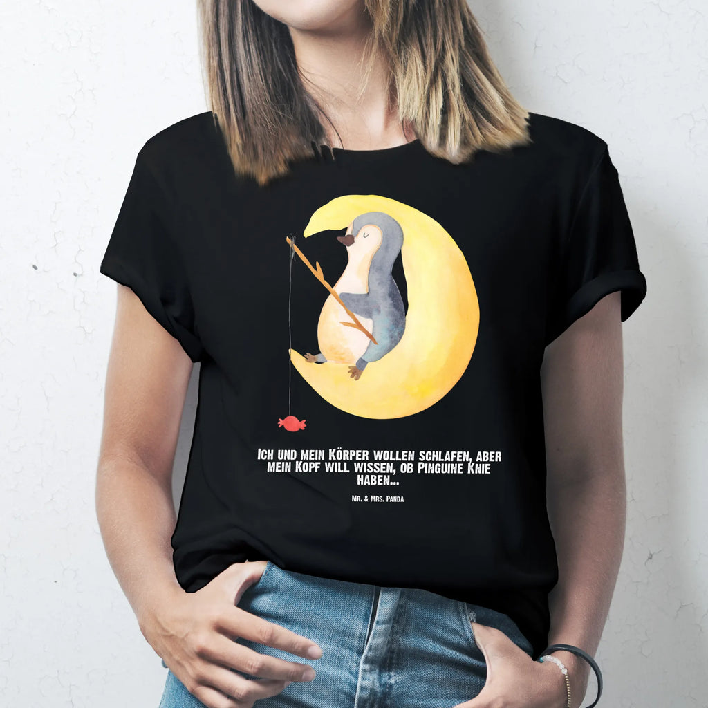 Personalised T-Shirt Penguin moon T-Shirt mit Namen, T-Shirt Personalisiert, T-Shirt mit Aufruck, Pinguin, Pinguine, Gästezimmer, Spruch, schlafen, Schlafzimmer, Einschlafen, Nachtruhe, Schlafstörungen
