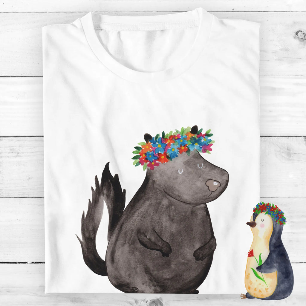 Personalisiertes T-Shirt Stinktier Blumenmaedchen Wunschtext, T-Shirt mit Namen, Bedrucken, T-Shirt Personalisiert, T-Shirt mit Aufruck, Stinktier, Skunk, Namaste, Wildtier, Raubtier, Yoga, Stinki, Stinker