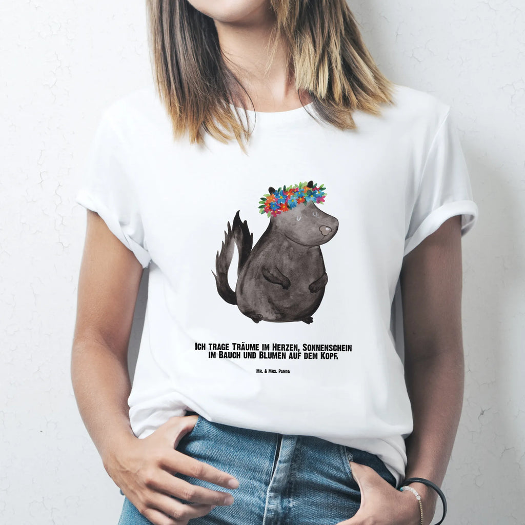 Personalisiertes T-Shirt Stinktier Blumenmaedchen Wunschtext, T-Shirt mit Namen, Bedrucken, T-Shirt Personalisiert, T-Shirt mit Aufruck, Stinktier, Skunk, Namaste, Wildtier, Raubtier, Yoga, Stinki, Stinker
