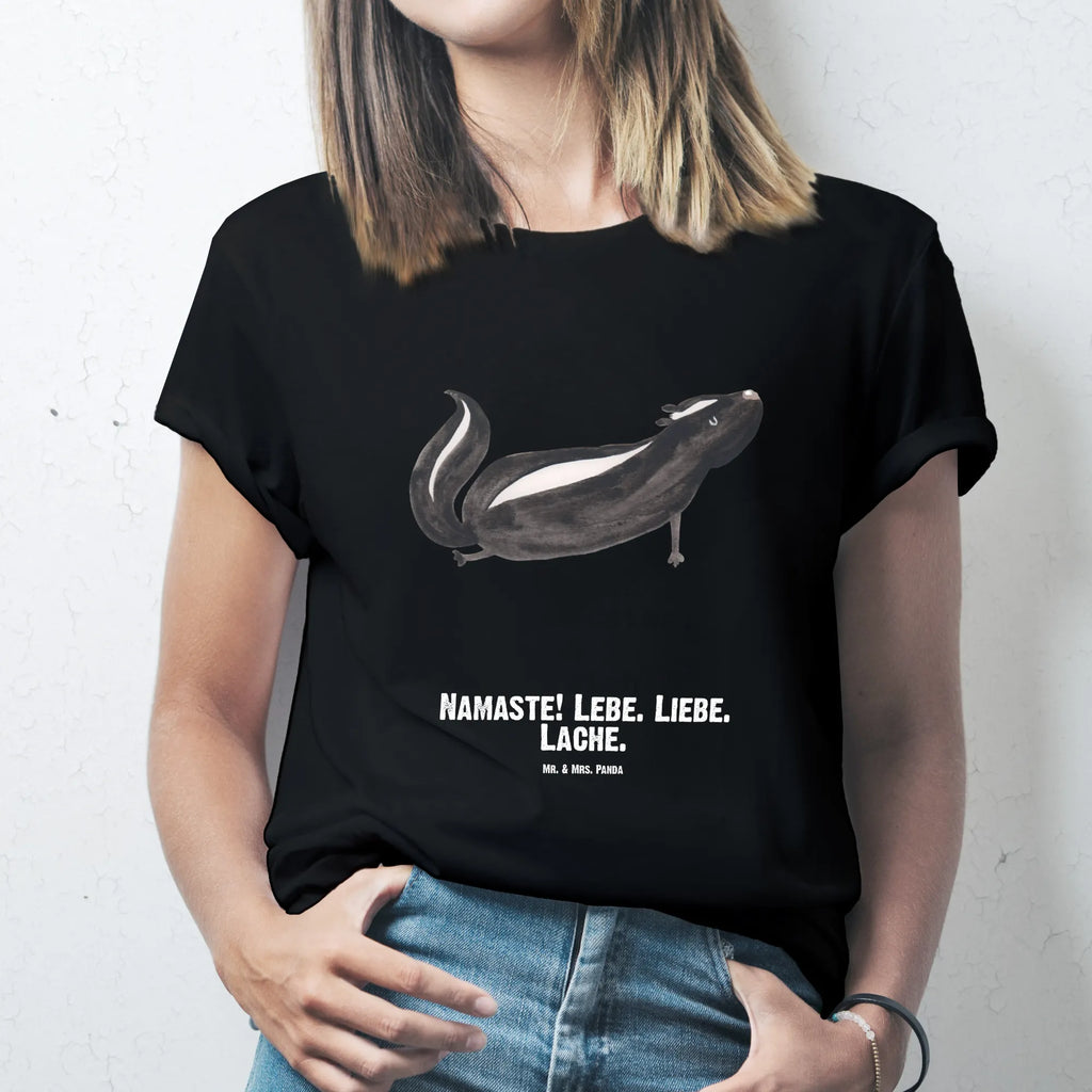Personalisiertes T-Shirt Stinktier Yoga T-Shirt mit Namen, Bedrucken, T-Shirt mit Aufruck, Wunschtext, T-Shirt Personalisiert, Stinktier, Skunk, Stinker, Liebe, Namaste, Yoga, Stinki, Raubtier, Wildtier, Lebe, Lache