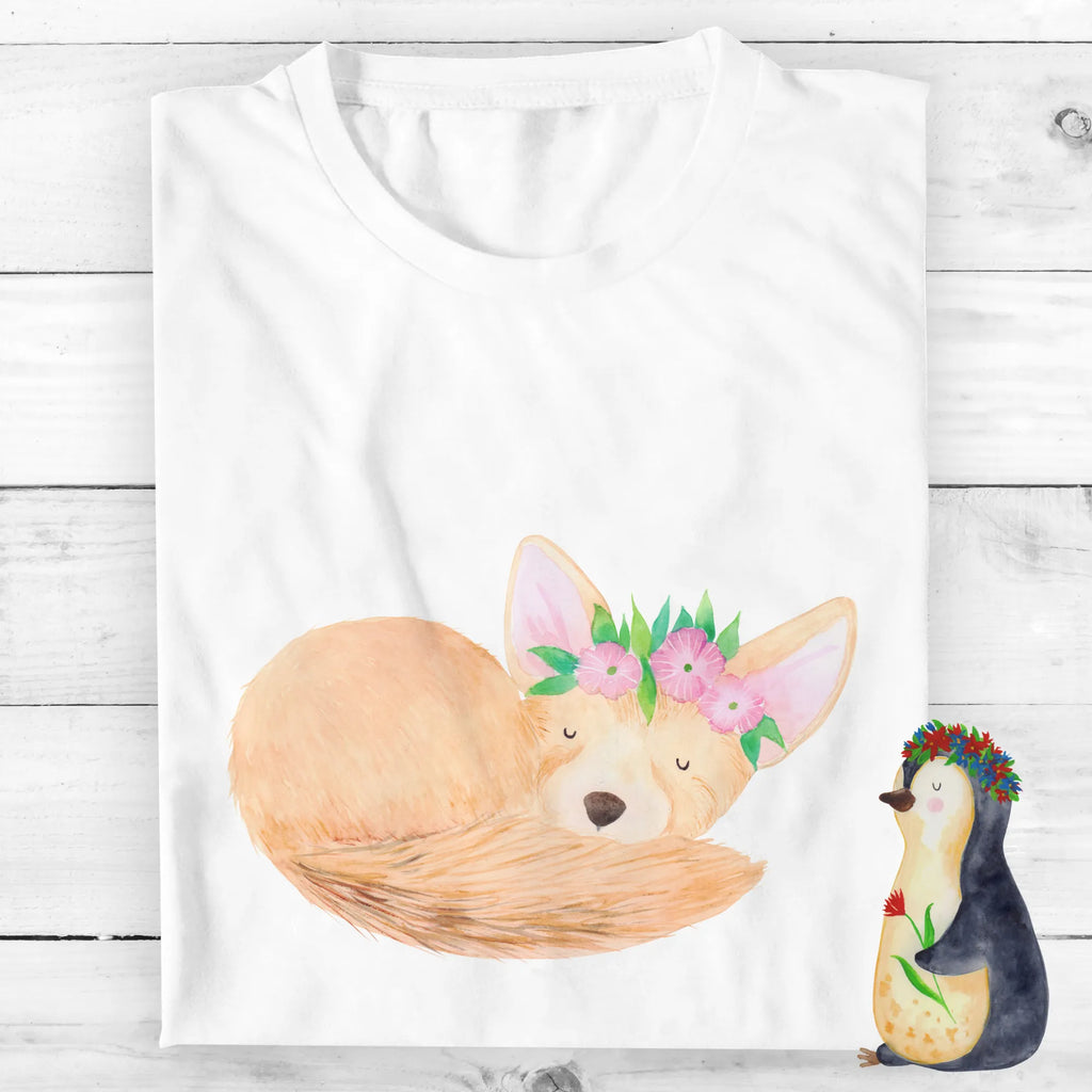 Personalised T-Shirt desert fox Flower Bedrucken, Männer, T-Shirt mit Aufruck, Wunschtext, T-Shirt mit Namen, T-Shirt Personalisiert, Frauen, Wildtiere, Afrika, Blumen, Wüste, Glücklich, Blumenkranz, Wüstenfuchs