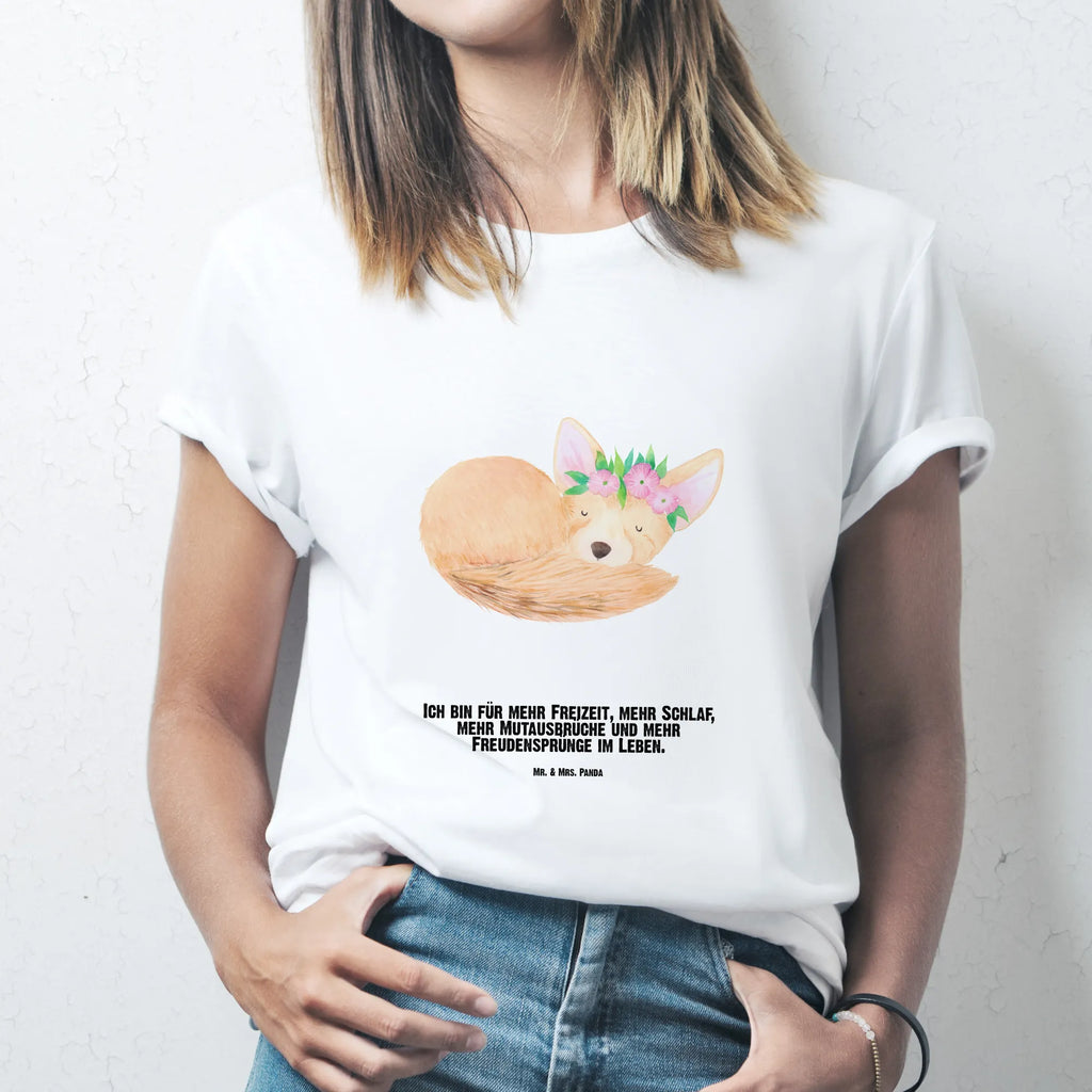 Personalised T-Shirt desert fox Flower Bedrucken, Männer, T-Shirt mit Aufruck, Wunschtext, T-Shirt mit Namen, T-Shirt Personalisiert, Frauen, Wildtiere, Afrika, Blumen, Wüste, Glücklich, Blumenkranz, Wüstenfuchs