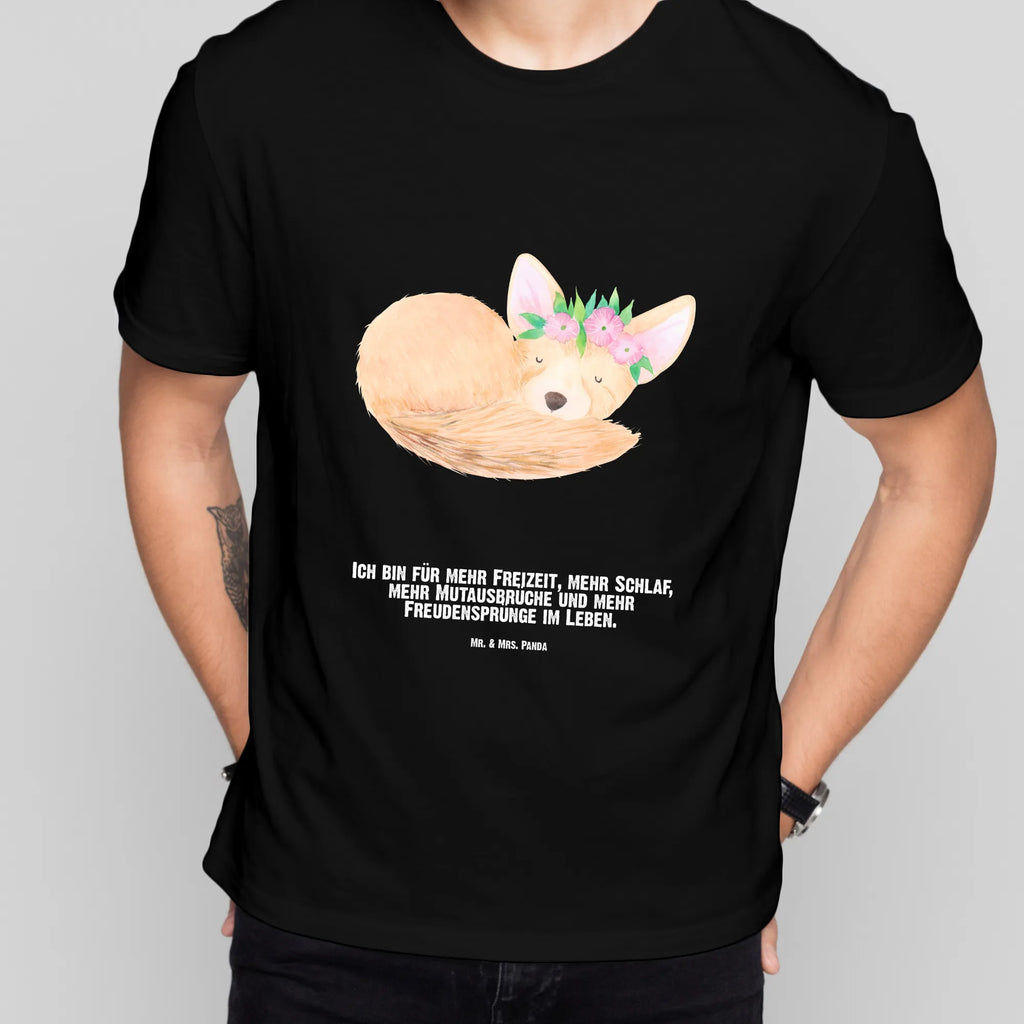 Personalised T-Shirt desert fox Flower Bedrucken, Männer, T-Shirt mit Aufruck, Wunschtext, T-Shirt mit Namen, T-Shirt Personalisiert, Frauen, Wildtiere, Afrika, Blumen, Wüste, Glücklich, Blumenkranz, Wüstenfuchs