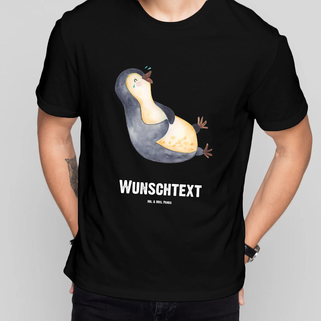 Personalised T-Shirt Penguin Laugh Bedrucken, T-Shirt Personalisiert, T-Shirt mit Aufruck, T-Shirt mit Namen, Wunschtext, Pinguin, Humor, Fröhlich, Lachen, Optimismus, Lustiger Spruch, Pinguine, Fröhlichkeit