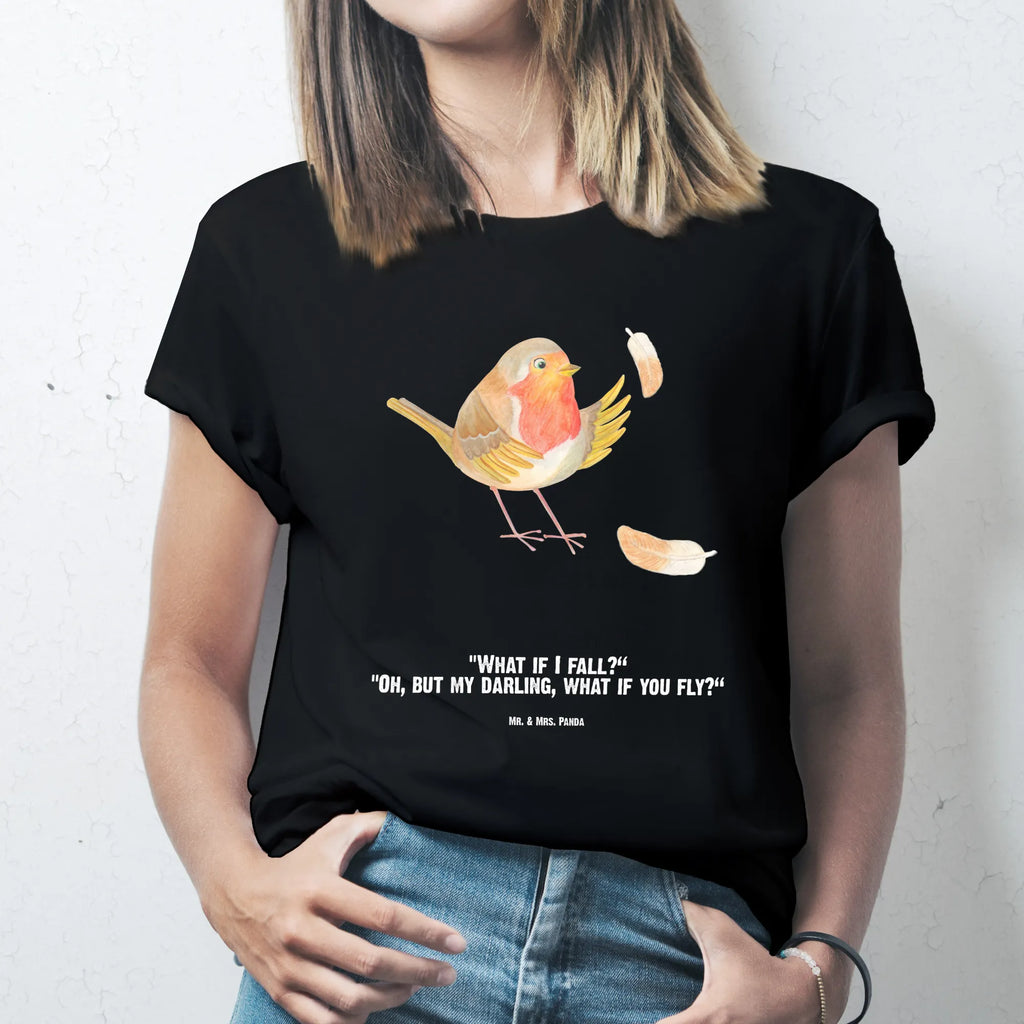 Personalised T-Shirt robin feathers Wunschtext, Bedrucken, T-Shirt mit Namen, T-Shirt Personalisiert, T-Shirt mit Aufruck, Gute Laune, Lustige Sprüche, Tiere, Tiermotive, Spruch Motivation, Spruch Mut, What If I Fall, Vogel, Motivation Sprüche, Rotkehlchen, Motivationsbilder, fliegen
