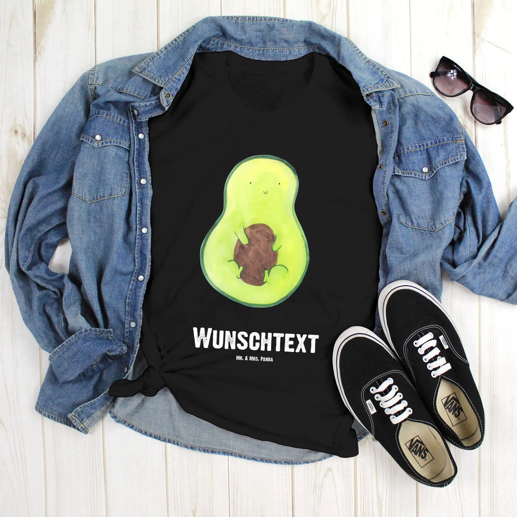 Personalisiertes T-Shirt Avocado mit Kern T-Shirt mit Aufruck, Bedrucken, T-Shirt mit Namen, T-Shirt Personalisiert, Wunschtext, Avocado, Veggie, Vegan, Gesund, Spruch Leben, Kern, Avocadokern, Pflanze, Avokado