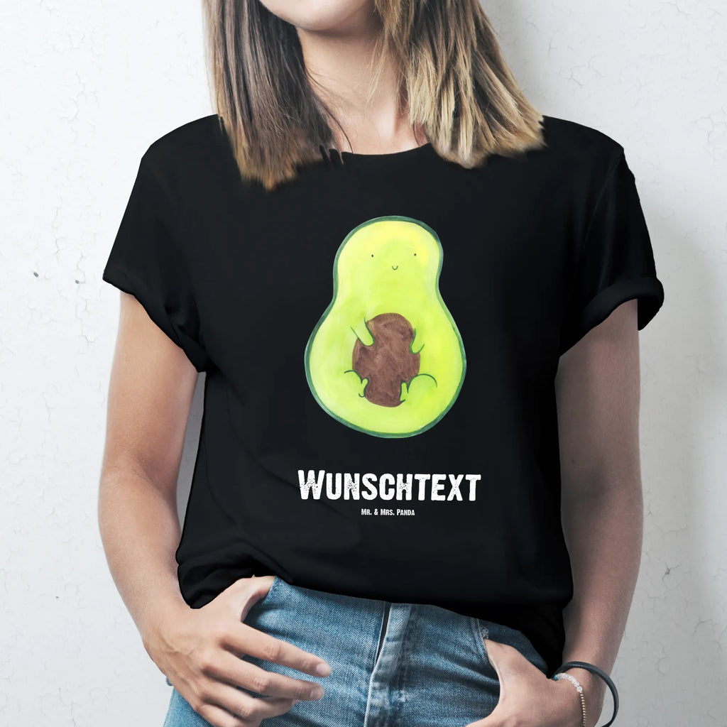 Personalisiertes T-Shirt Avocado mit Kern T-Shirt mit Aufruck, Bedrucken, T-Shirt mit Namen, T-Shirt Personalisiert, Wunschtext, Avocado, Veggie, Vegan, Gesund, Spruch Leben, Kern, Avocadokern, Pflanze, Avokado