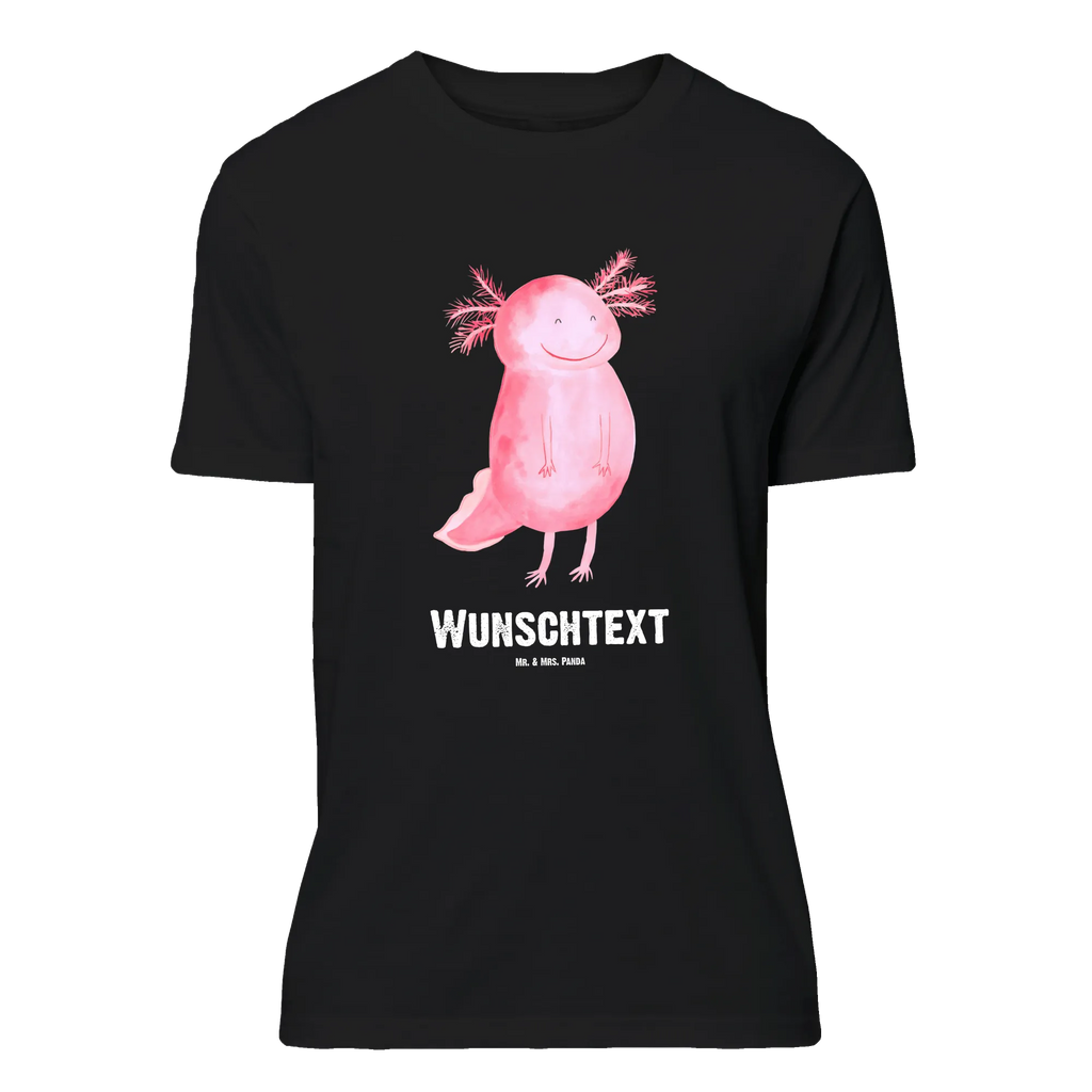 Personalisiertes T-Shirt Axolotl glücklich Wunschtext, Bedrucken, T-Shirt mit Namen, T-Shirt Personalisiert, T-Shirt mit Aufruck, Molch, Axolotl, Gute Laune, Lurch, Schwanzlurch, Axolot, Lurche, Motivation