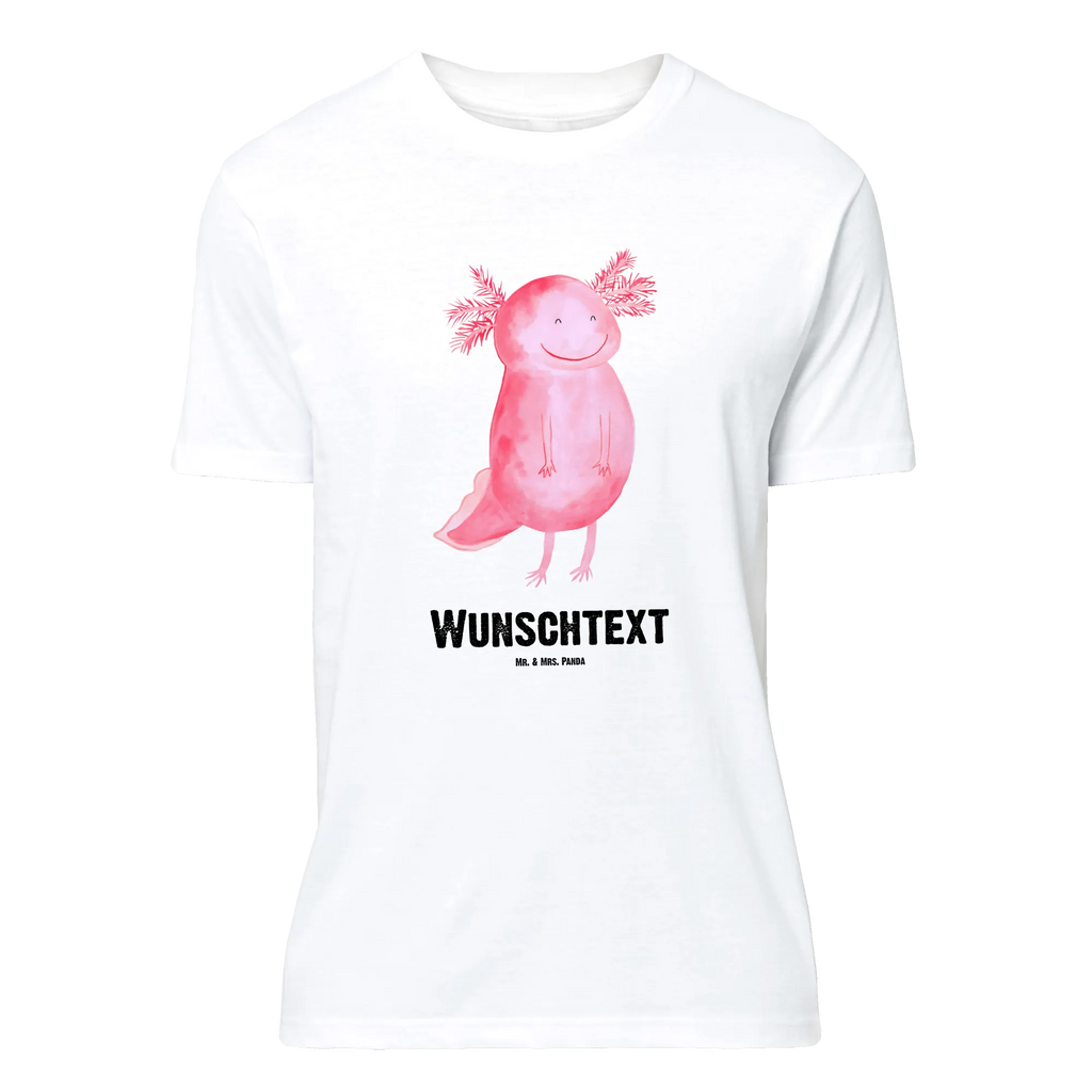 Personalisiertes T-Shirt Axolotl glücklich Wunschtext, Bedrucken, T-Shirt mit Namen, T-Shirt Personalisiert, T-Shirt mit Aufruck, Molch, Axolotl, Gute Laune, Lurch, Schwanzlurch, Axolot, Lurche, Motivation