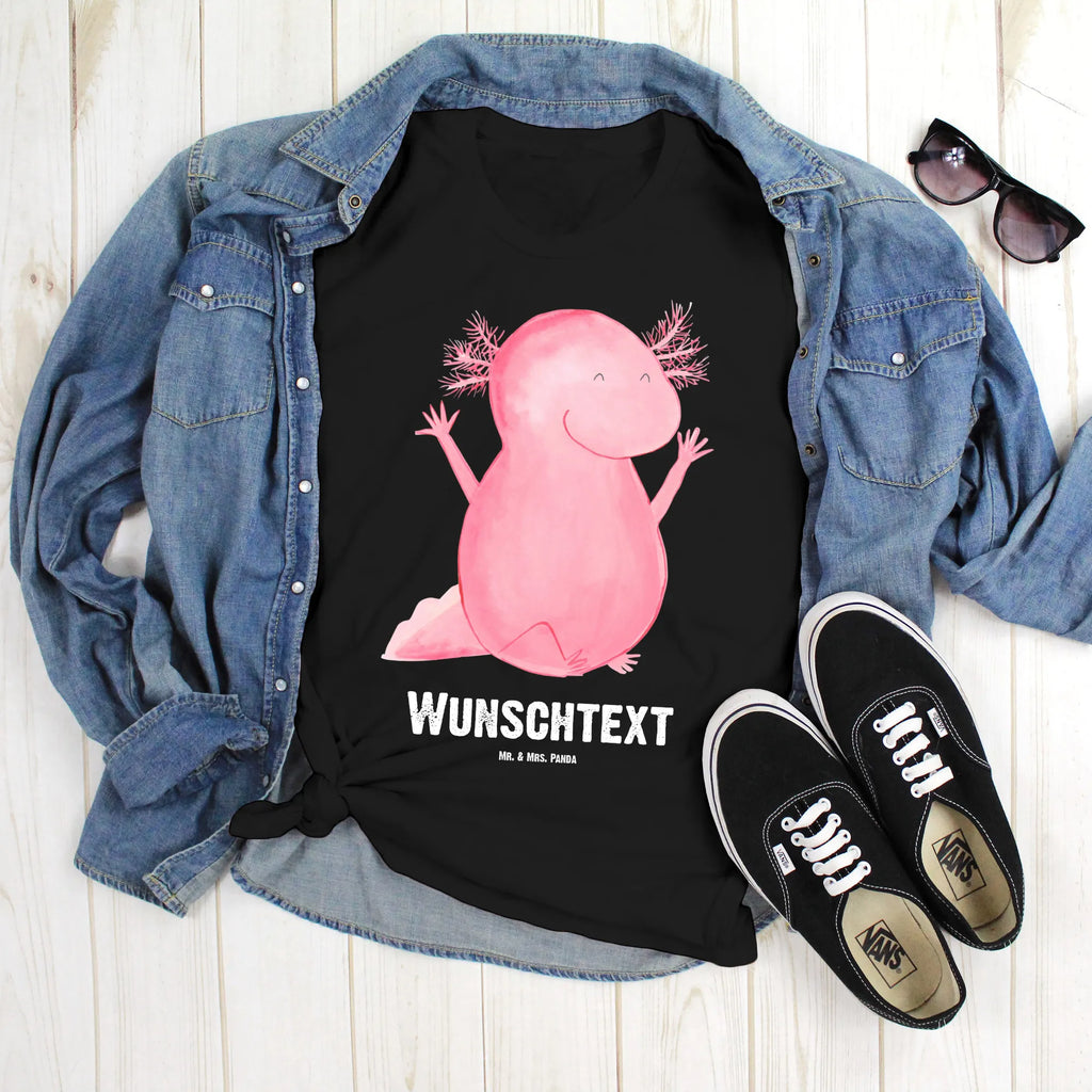 Personalisiertes T-Shirt Axolotl Hurra Wunschtext, T-Shirt Personalisiert, T-Shirt mit Aufruck, T-Shirt mit Namen, Bedrucken, Molch, Axolotl, Freude, Lurch, Lurche, Fröhlich, Schwanzlurch, Motivation, Spaß, Zufriedenheit, Axolot