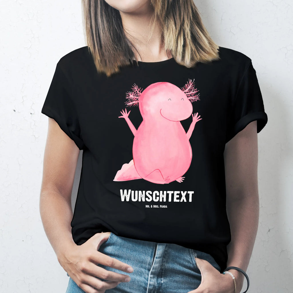 Personalisiertes T-Shirt Axolotl Hurra Wunschtext, T-Shirt Personalisiert, T-Shirt mit Aufruck, T-Shirt mit Namen, Bedrucken, Molch, Axolotl, Freude, Lurch, Lurche, Fröhlich, Schwanzlurch, Motivation, Spaß, Zufriedenheit, Axolot