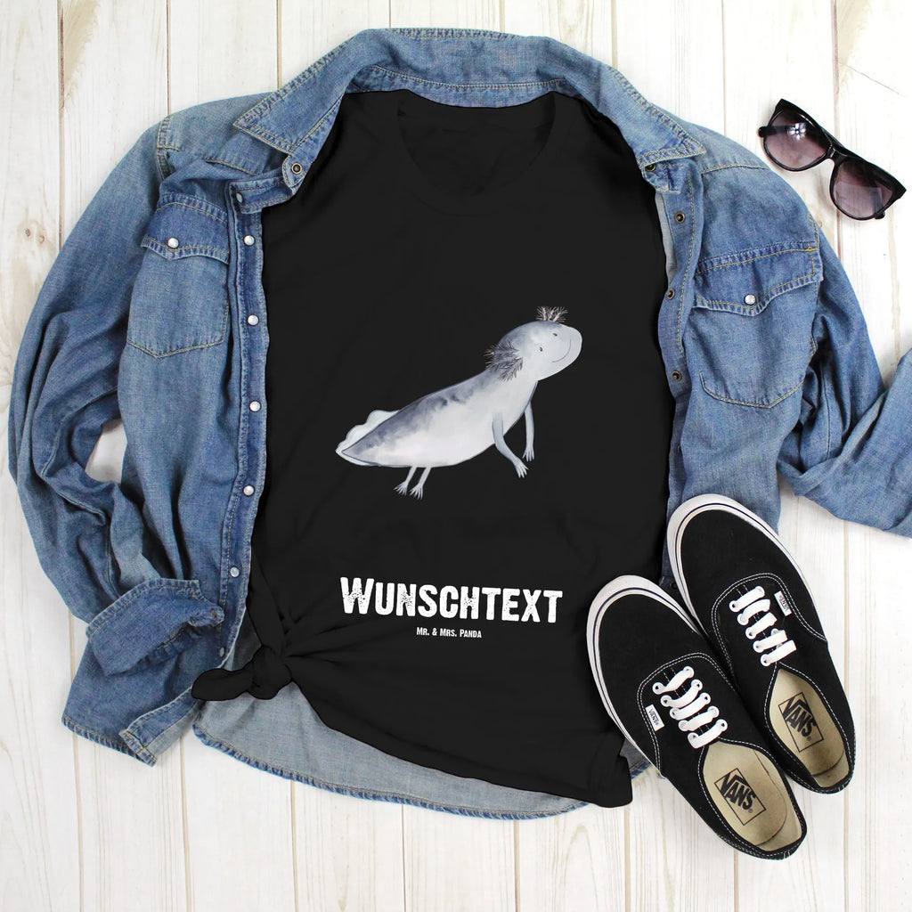 Personalisiertes T-Shirt Axolotl schwimmt Wunschtext, Bedrucken, T-Shirt Personalisiert, T-Shirt mit Namen, T-Shirt mit Aufruck, Molch, Axolotl, Lurch, Problem, Schwanzlurch, Motivation, Lurche, Axolot, Probleme, Lösungen