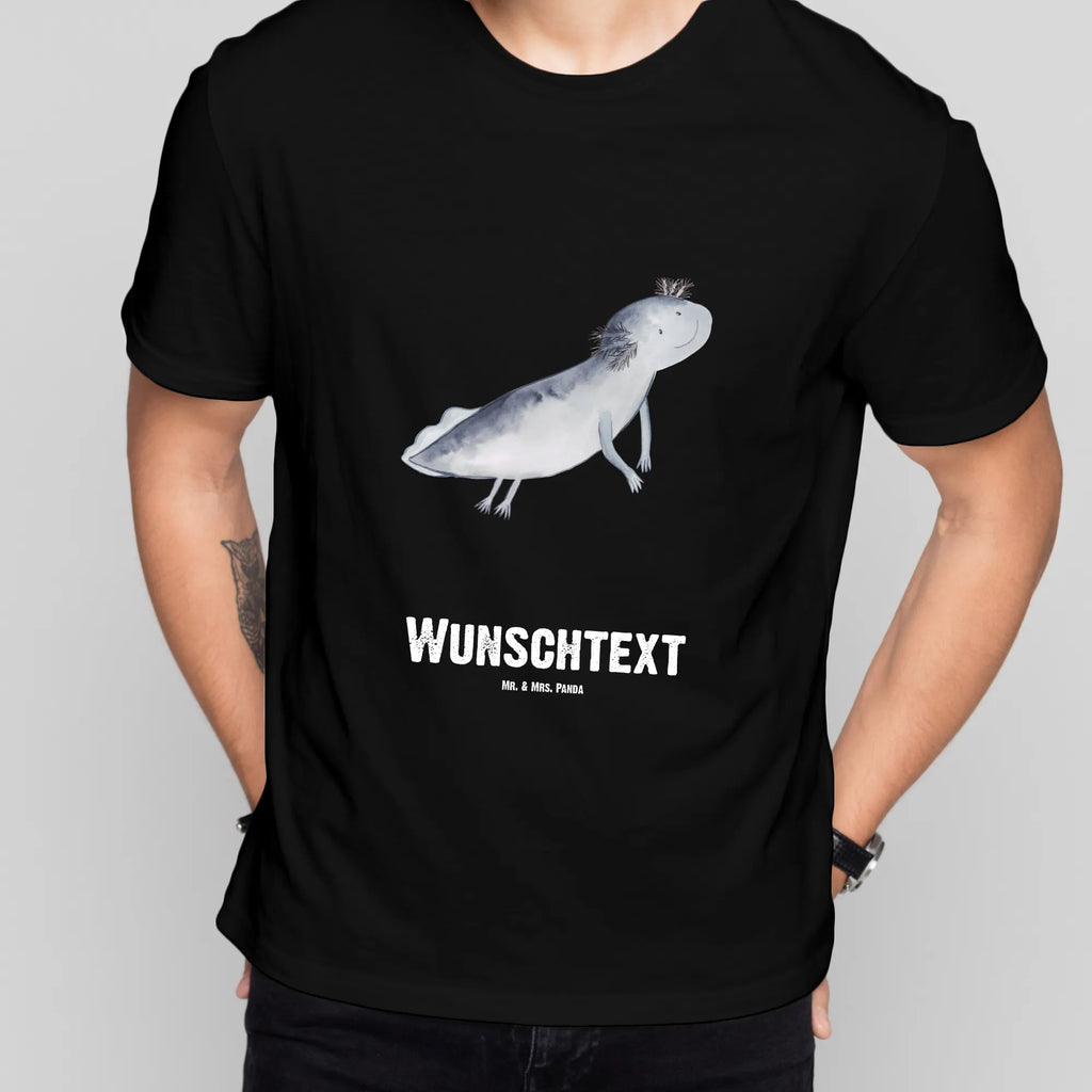 Personalisiertes T-Shirt Axolotl schwimmt Wunschtext, Bedrucken, T-Shirt Personalisiert, T-Shirt mit Namen, T-Shirt mit Aufruck, Molch, Axolotl, Lurch, Problem, Schwanzlurch, Motivation, Lurche, Axolot, Probleme, Lösungen