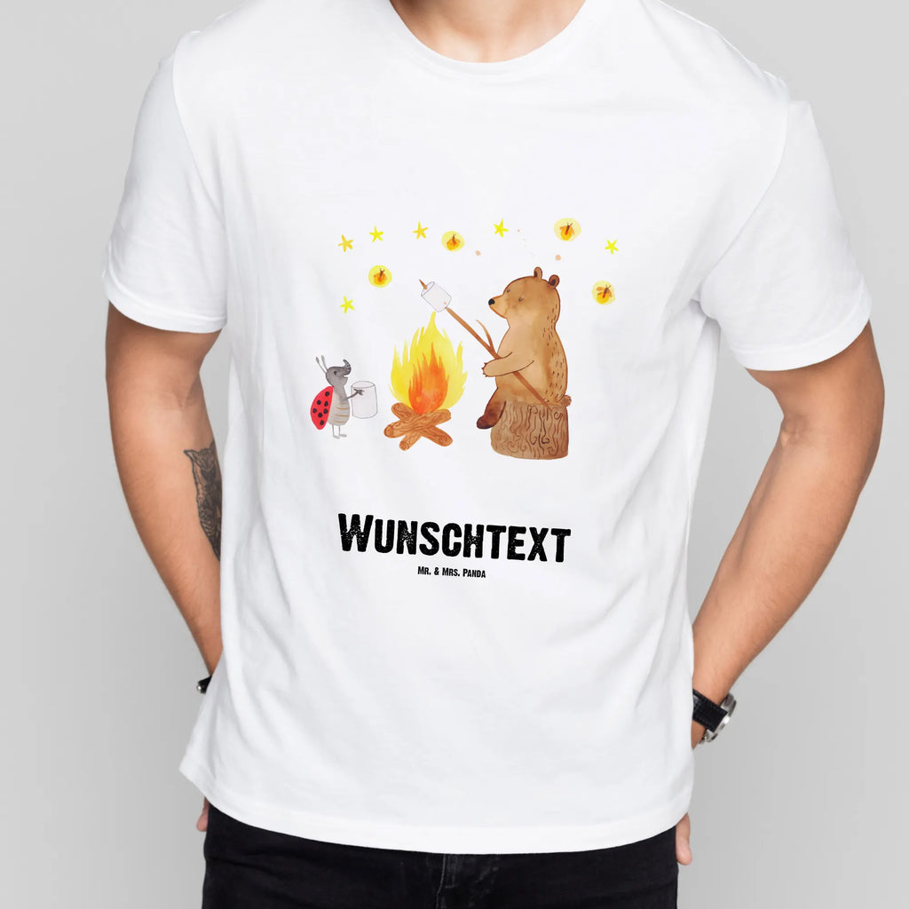 Personalisiertes T-Shirt Bär & Marienkäfer Lagerfeuer T-Shirt mit Namen, Wunschtext, T-Shirt mit Aufruck, T-Shirt Personalisiert, Bedrucken, Teddybär, Teddy, Bär, Lagerfeuer
