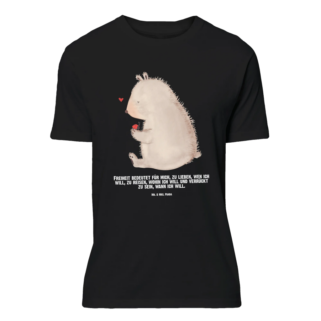 Personalisiertes T-Shirt Bär mit Marienkäfer Wunschtext, T-Shirt mit Aufruck, T-Shirt Personalisiert, T-Shirt mit Namen, Bedrucken, Teddybär, Bär, Teddy, Liebe, Motivation, Marienkäfer, Das Leben Ist schön, Freiheit