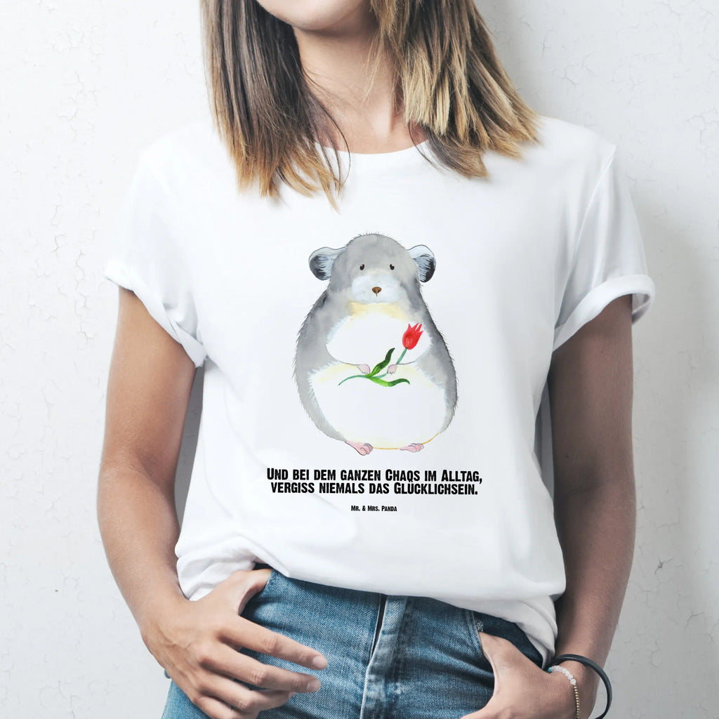 Personalised T-Shirt chinchilla flower T-Shirt Personalisiert, Wunschtext, T-Shirt mit Namen, Bedrucken, T-Shirt mit Aufruck, Lustige Sprüche, Gute Laune, Tiere, Tiermotive, Chaos, Depressionen, Kummer, Glücklichsein, traurig sein, Büro, Chinchillas, Liebeskummer, Chinchilla, Büroalltag