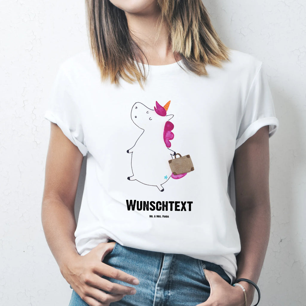 Rozmiar L Personalizowana koszulka Jednorożec walizka Bedrucken, T-Shirt mit Namen, T-Shirt Personalisiert, Wunschtext, T-Shirt mit Aufruck, Einhorn Deko, Unicorn, Einhorn, Einhörner, Erwachsen, Verreisen, Lustig, Kind, Abenteuer, Koffer, Witzig, Reise, Gepäck, Albern, Spaß