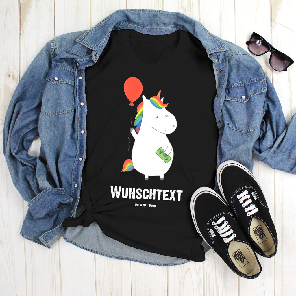 Personalisiertes T-Shirt Einhorn Luftballon T-Shirt mit Aufruck, Bedrucken, Wunschtext, T-Shirt Personalisiert, T-Shirt mit Namen, Einhorn Deko, Unicorn, Einhorn, Einhörner, Geld, Lebenslust, Freude, Luftballon, Freundin, Geschenk