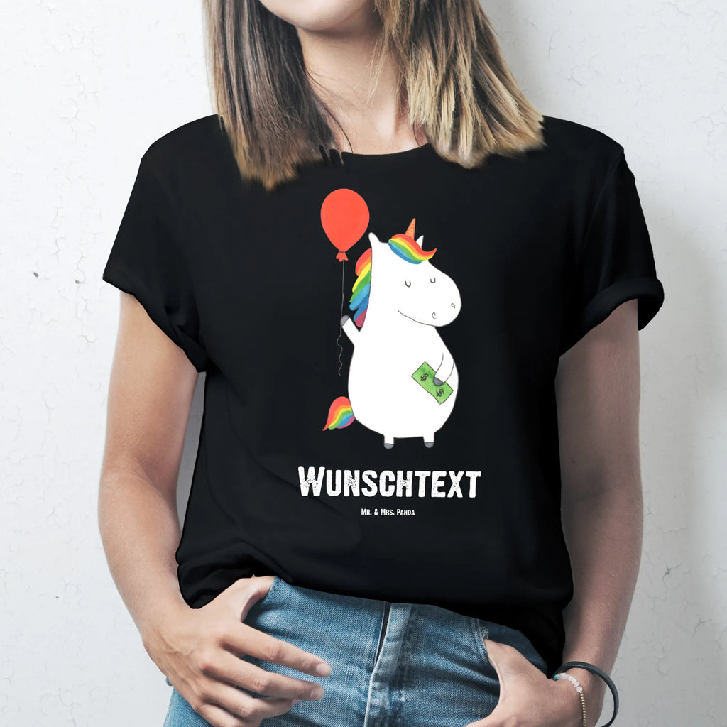 Personalisiertes T-Shirt Einhorn Luftballon T-Shirt mit Aufruck, Bedrucken, Wunschtext, T-Shirt Personalisiert, T-Shirt mit Namen, Einhorn Deko, Unicorn, Einhorn, Einhörner, Geld, Lebenslust, Freude, Luftballon, Freundin, Geschenk