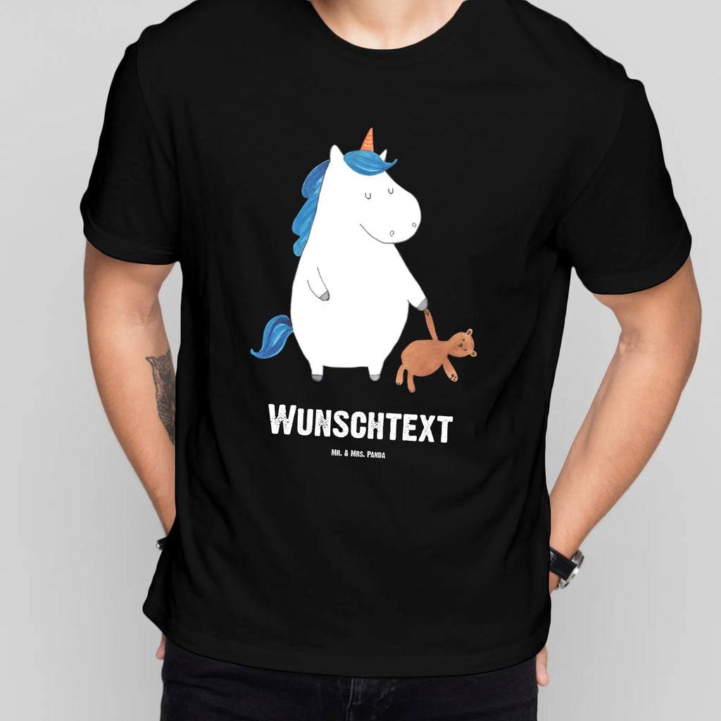 Rozmiar L Personalizowana koszulka Jednorożec Miś Wunschtext, Bedrucken, T-Shirt Personalisiert, T-Shirt mit Aufruck, T-Shirt mit Namen, Einhorn Deko, Unicorn, Einhorn, Einhörner, Freundin, Singleleben, Single, Bett, Gute Nacht, schlafen, Träumen