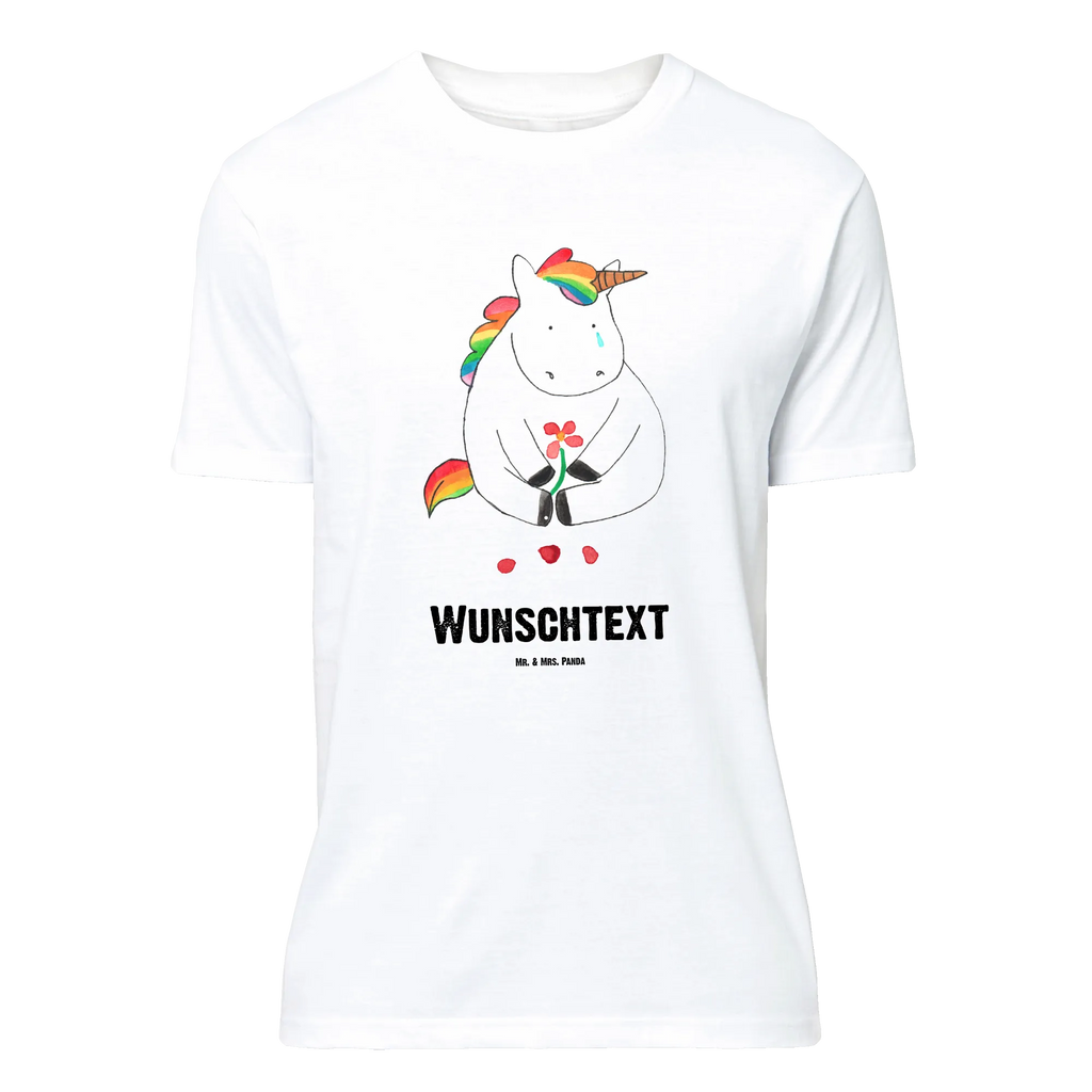 Personalised T-Shirt unicorn Sad Wunschtext, T-Shirt mit Namen, T-Shirt Personalisiert, Bedrucken, T-Shirt mit Aufruck, Einhorn Deko, Unicorn, Einhorn, Einhörner, Glitzer, Freunde, Liebe, Trauer, Blume, Trösten. Freundschaft, Grußkarte